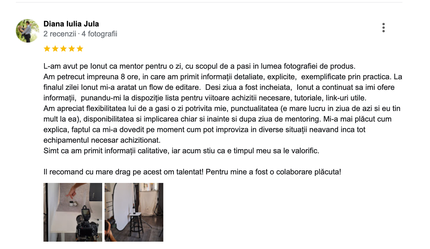 Recenzie program mentorat fizic Diana Jula