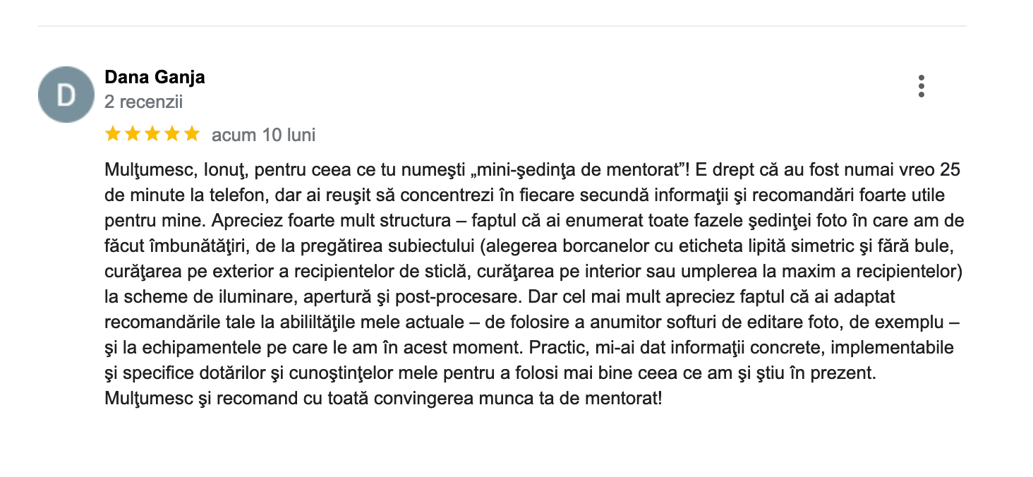 Recenzie mentorat online Dana Ganja