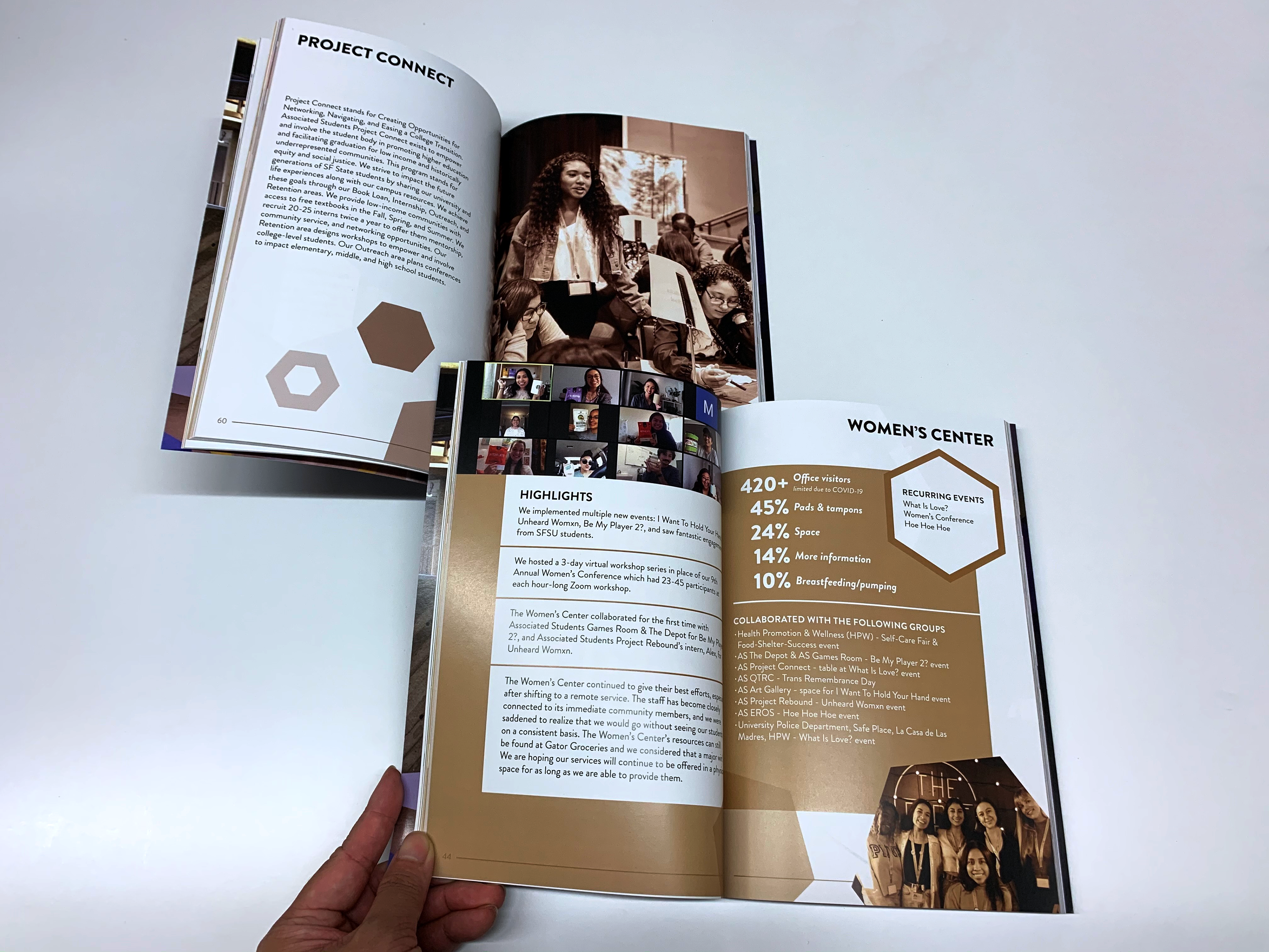 Project Connect introduction & Women's Center information, two programs of Associated Students