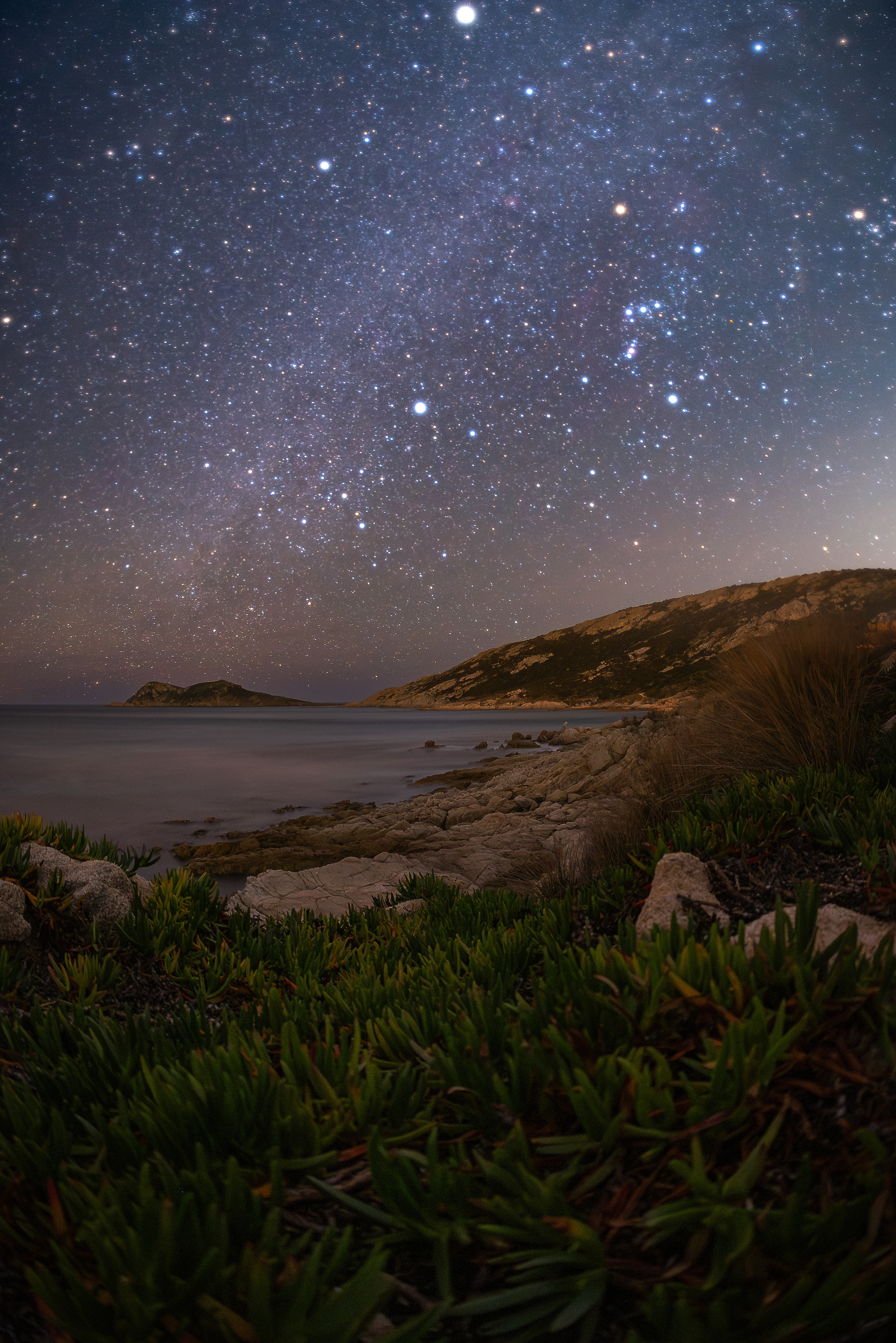 Single shot image of starry sky over Cap Taillat