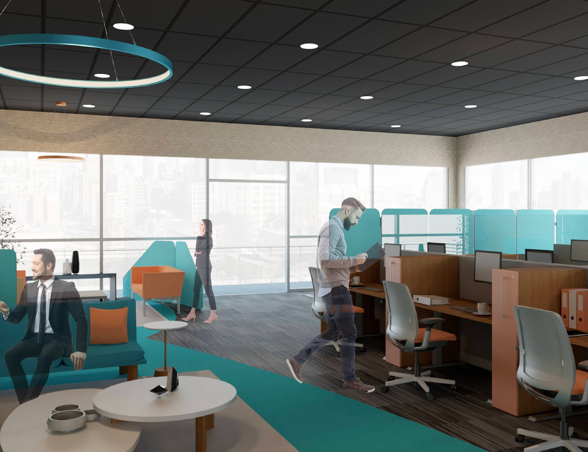 Lounge to the Left and Staff Office Space to the Right