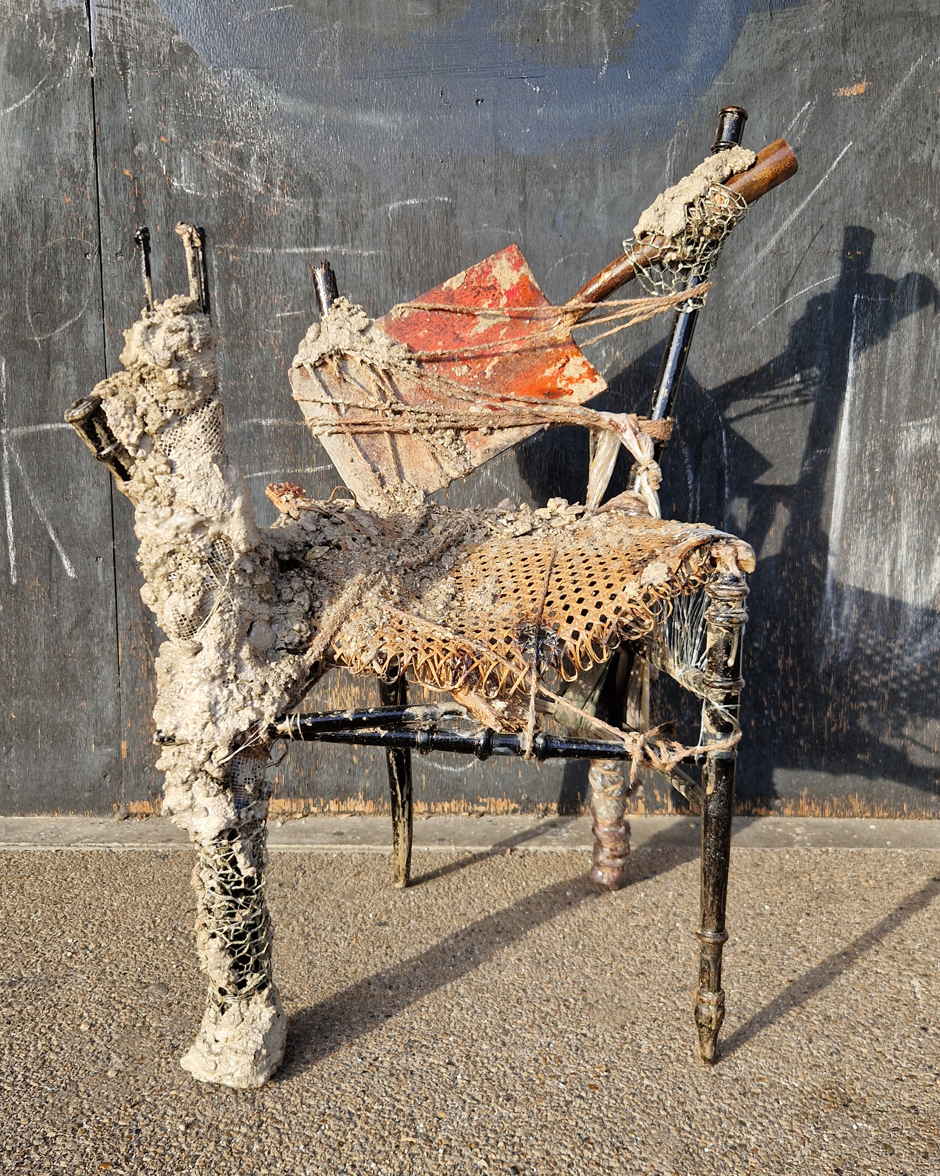 Survivor? Mixed media on a wooden chair, 2024