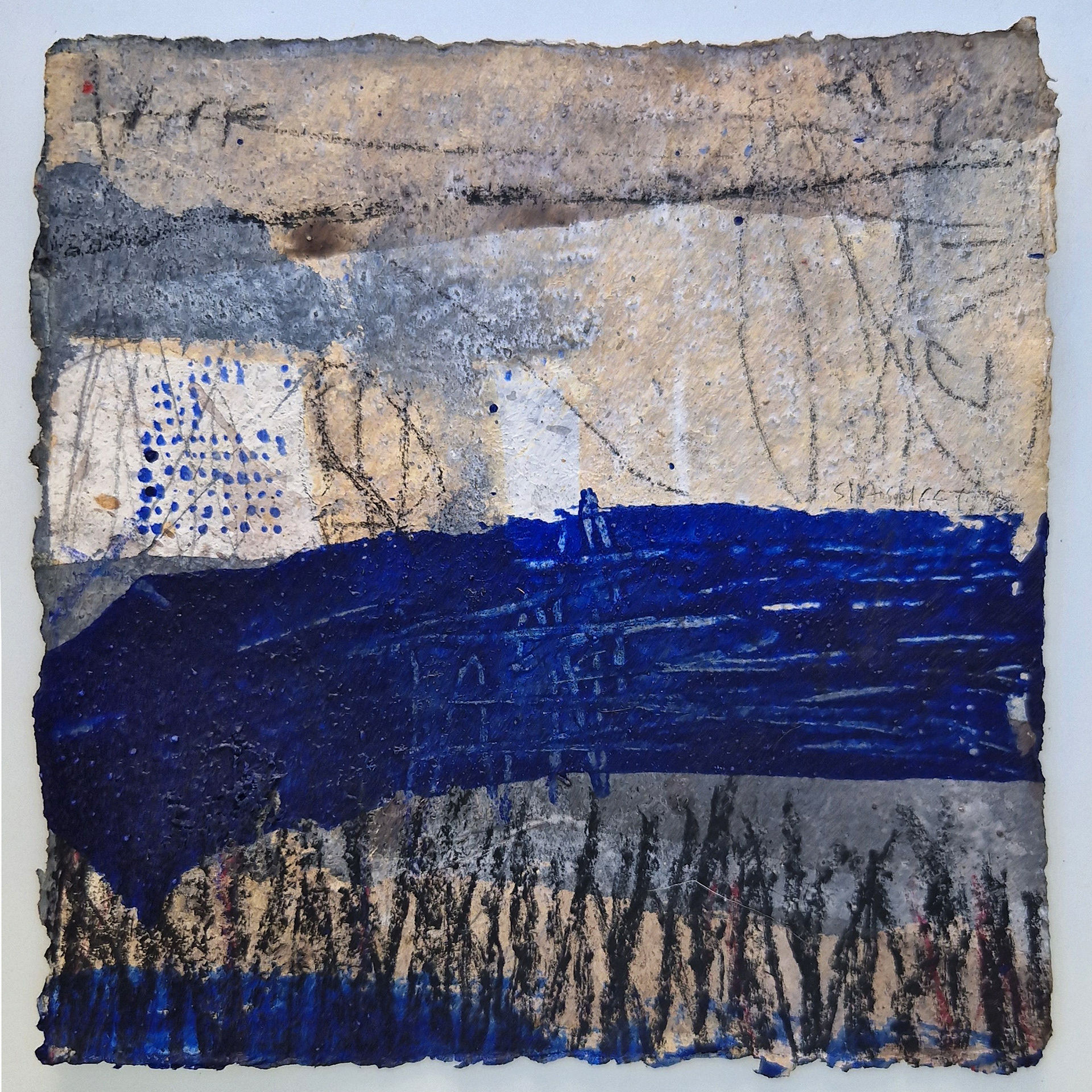Composition 9-23  Mixed media on Khadi cotton paper  20x20 cm  2023