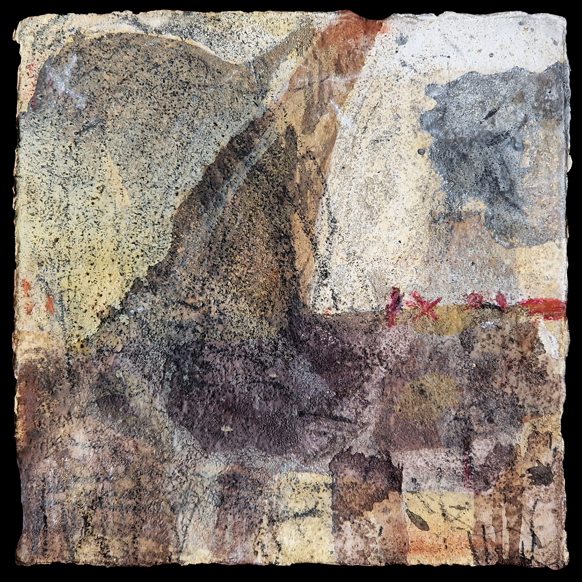 Composition 4-23  Mixed media on Khadi cotton paper  20x20 cm  2023