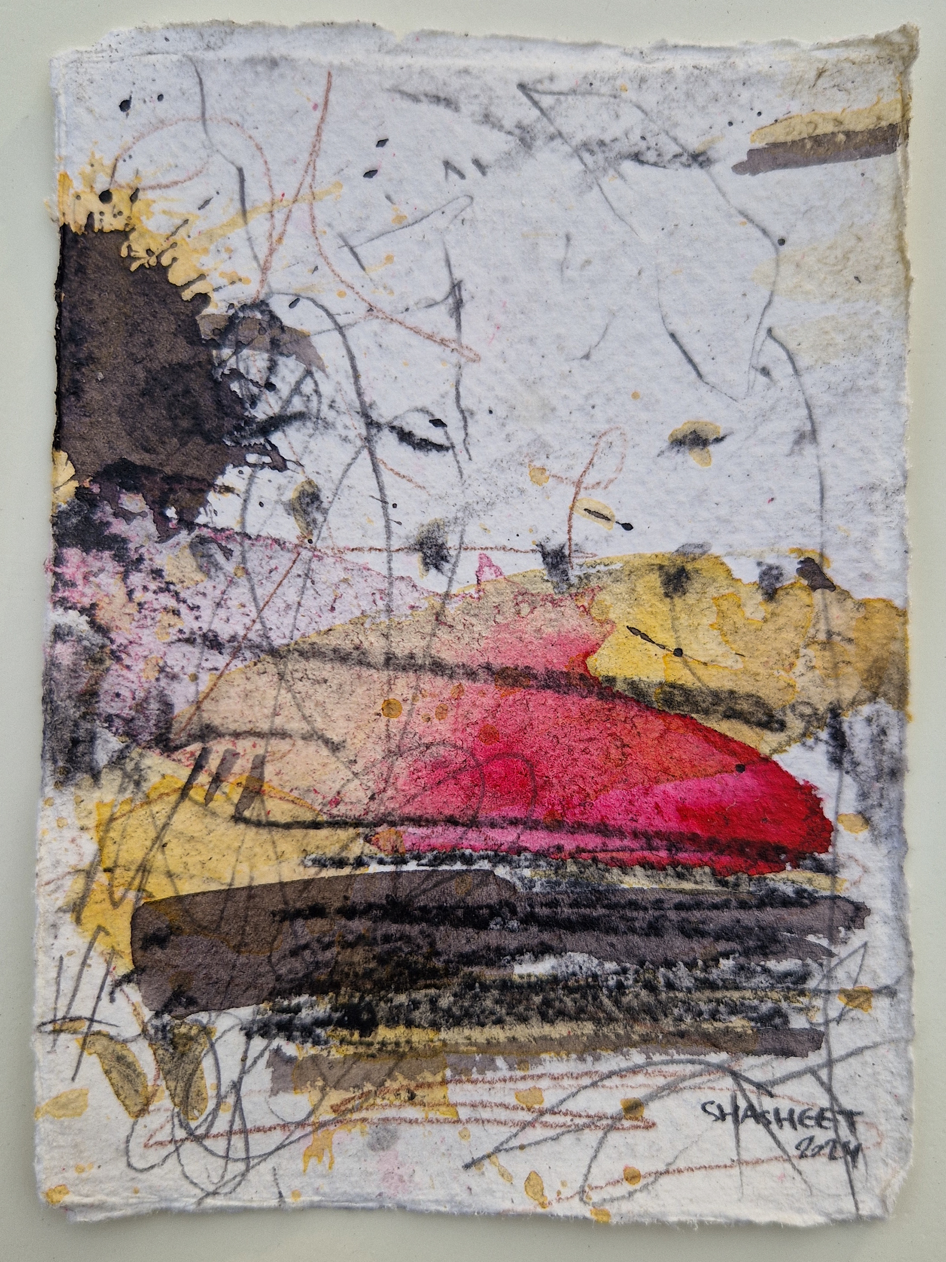 Composition 61-24  Mixed media on Khadi cotton paper  A5  2024  Unavailable