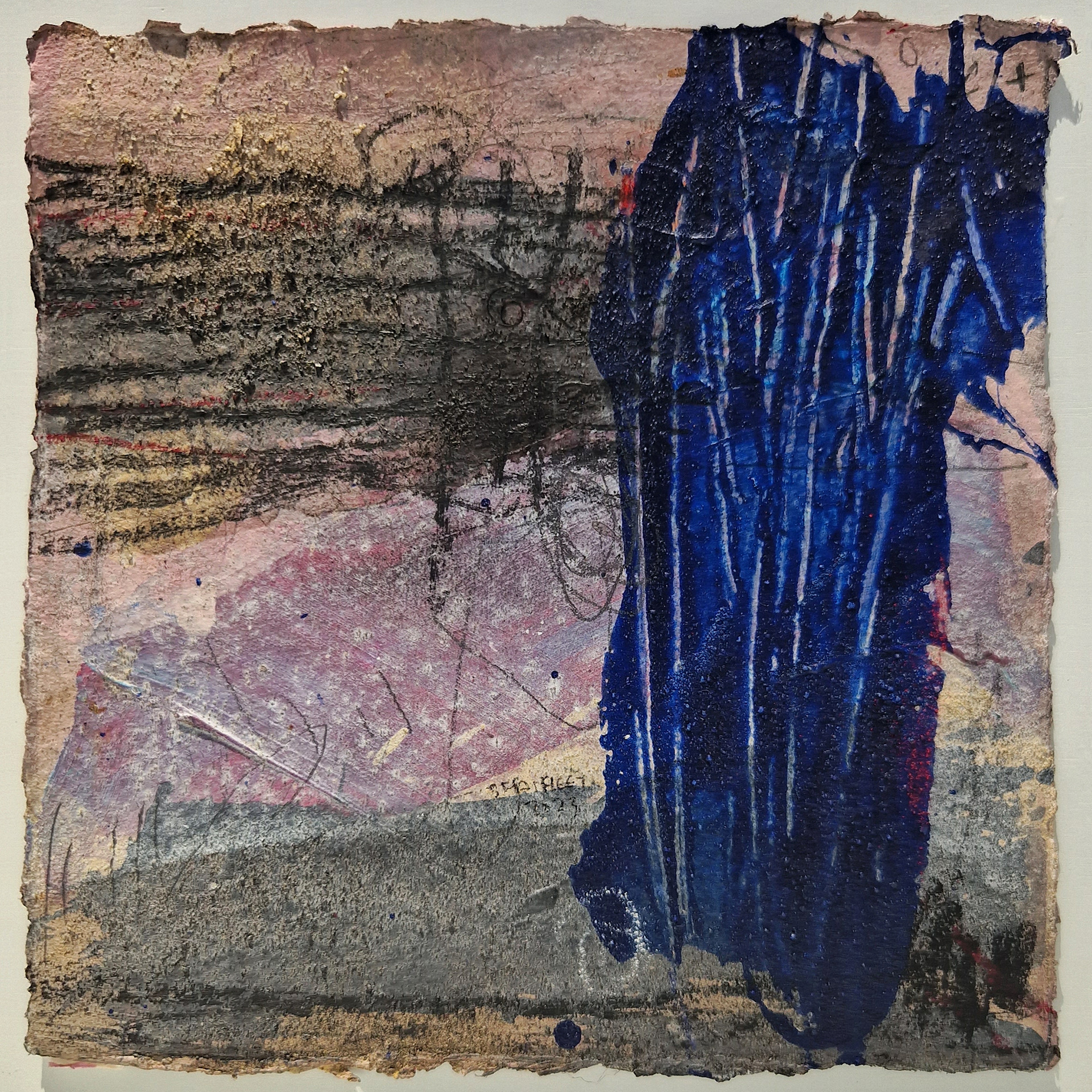 Composition 11-23  Mixed media on Khadi cotton paper  20x20 cm  2023  Sold .