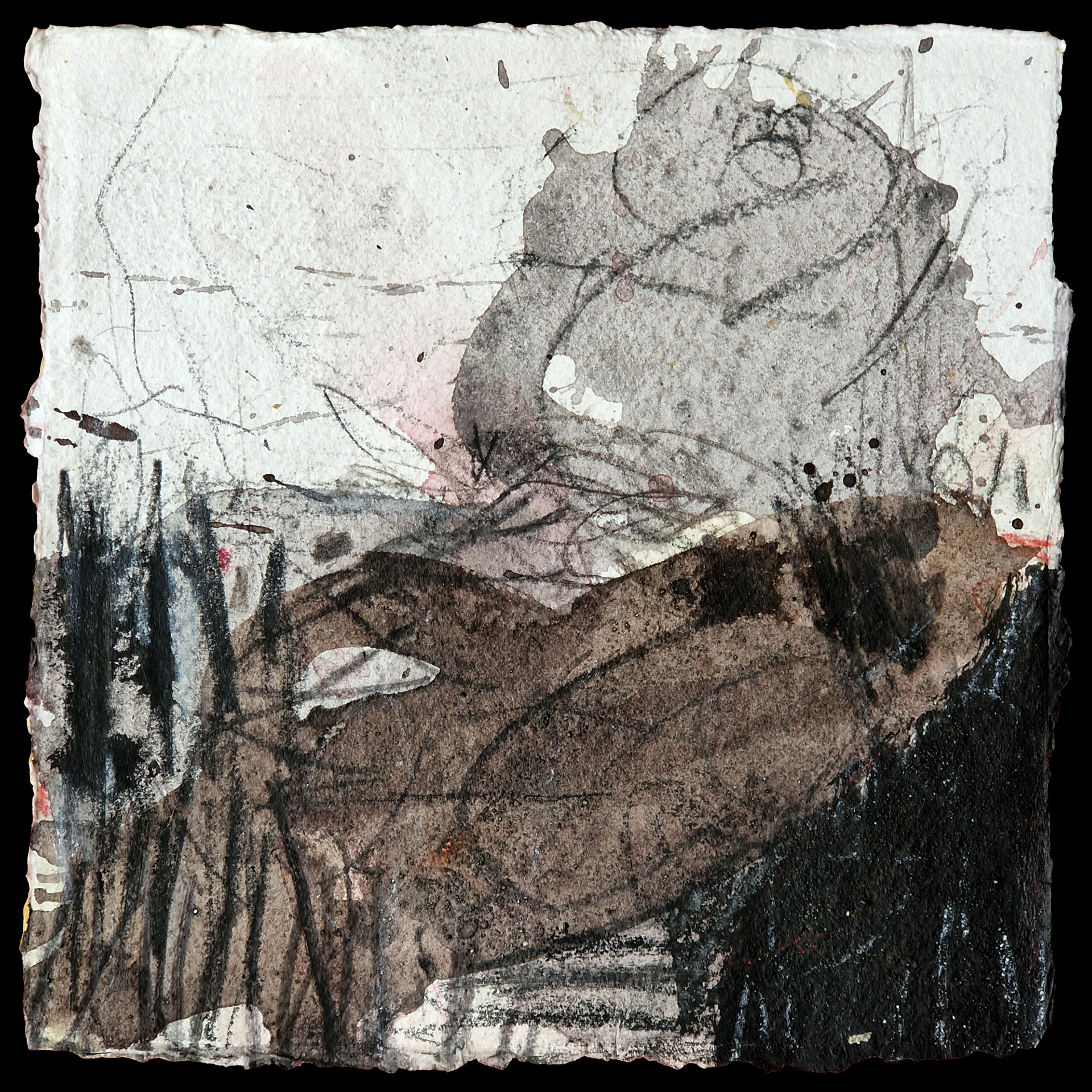Composition 7-23  Mixed media on Khadi cotton paper  20x20 cm  2023