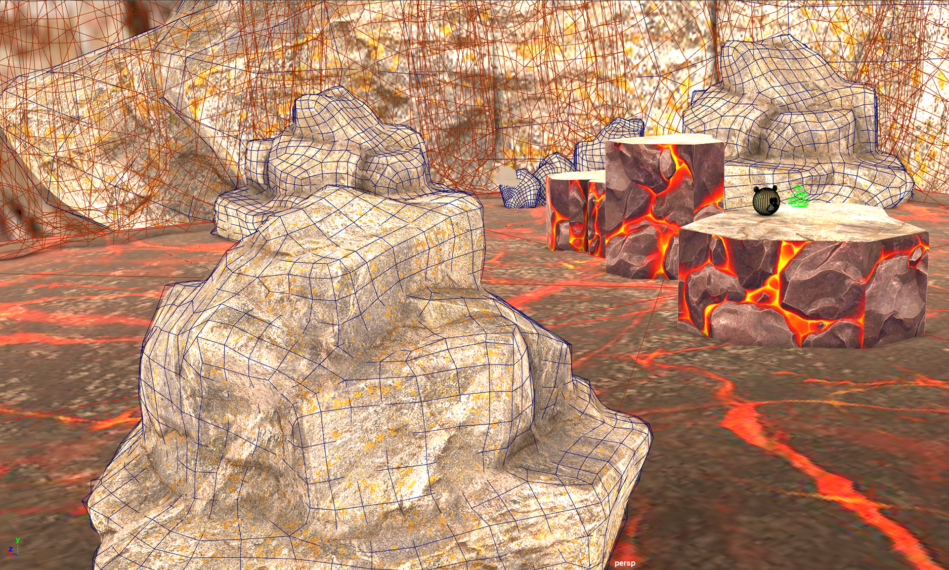 Wireframe mesh over texture