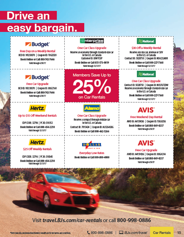 BJ's Travel rental flyer
