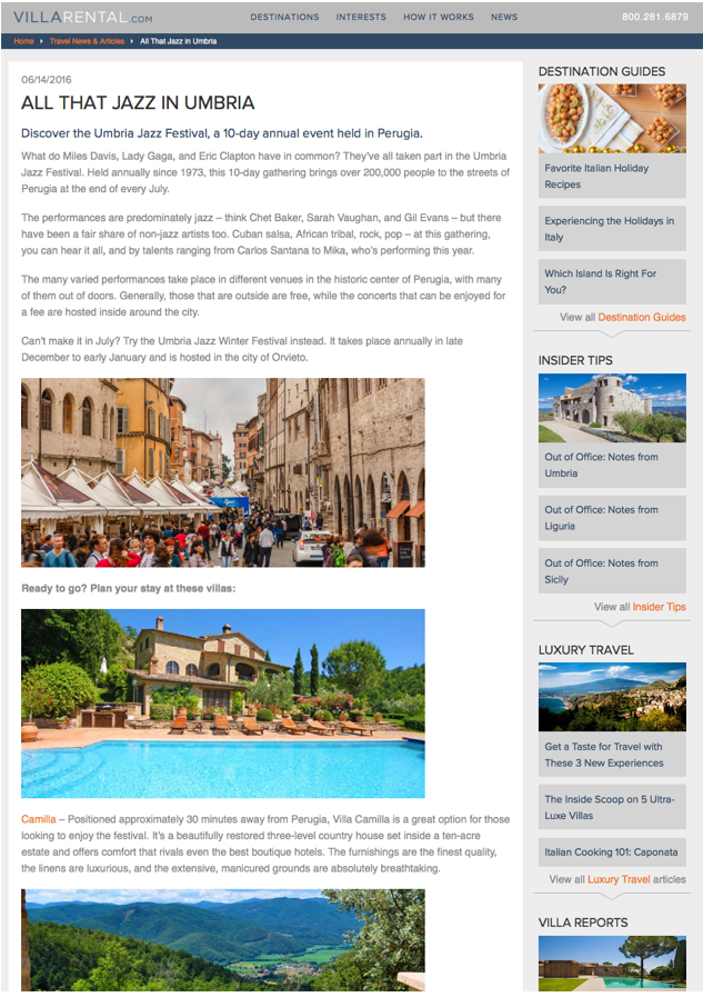 Excerpt from a Villa Rental blog post