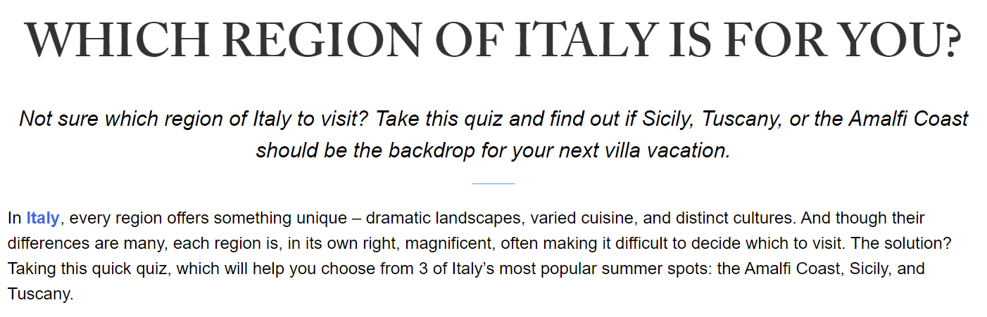 Excerpt from a Villa Rental blog post
