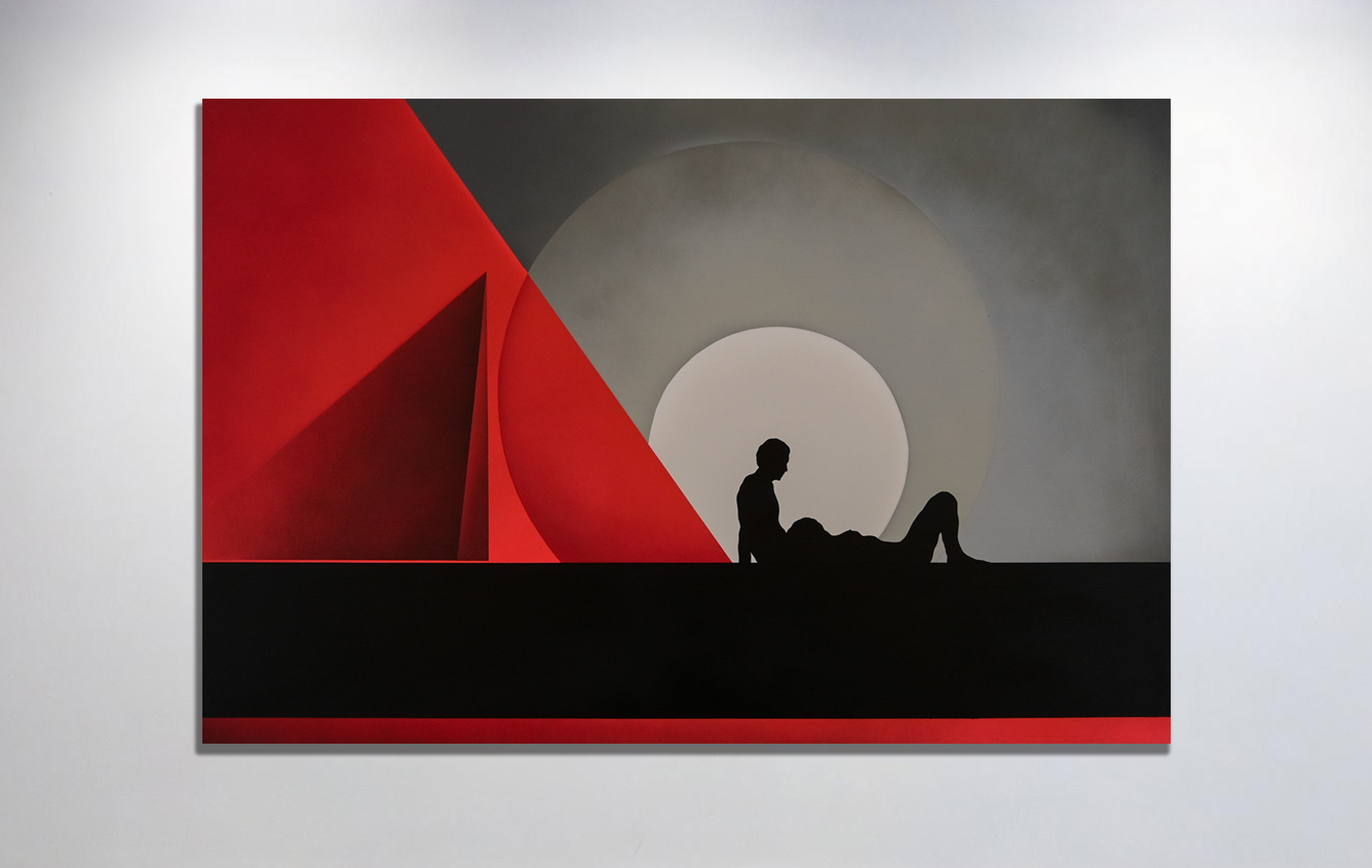 Staging Reality - Act 2. Spray paint on MDF Size: 120 x 80 cm.