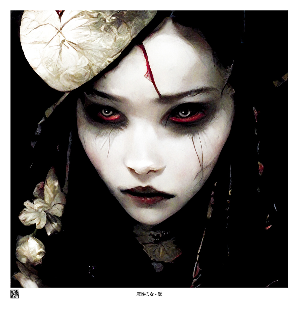 Title: 魔性の女 - 弐. D.G.A. work from the AI&I- serie. About the print: D.G.A. prints Limited Edition of only 5 prints! Printed on Carson Infinity Rag Photographique 310gsm. Size 43 x 45 cm. All prints are individually signed and numbered. Price: 2500,- NOK