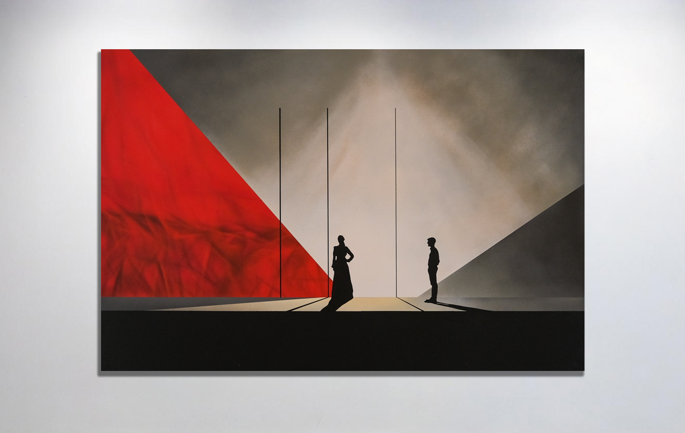 Staging Reality - Act 3. Spray paint on MDF Size: 120 x 80 cm.