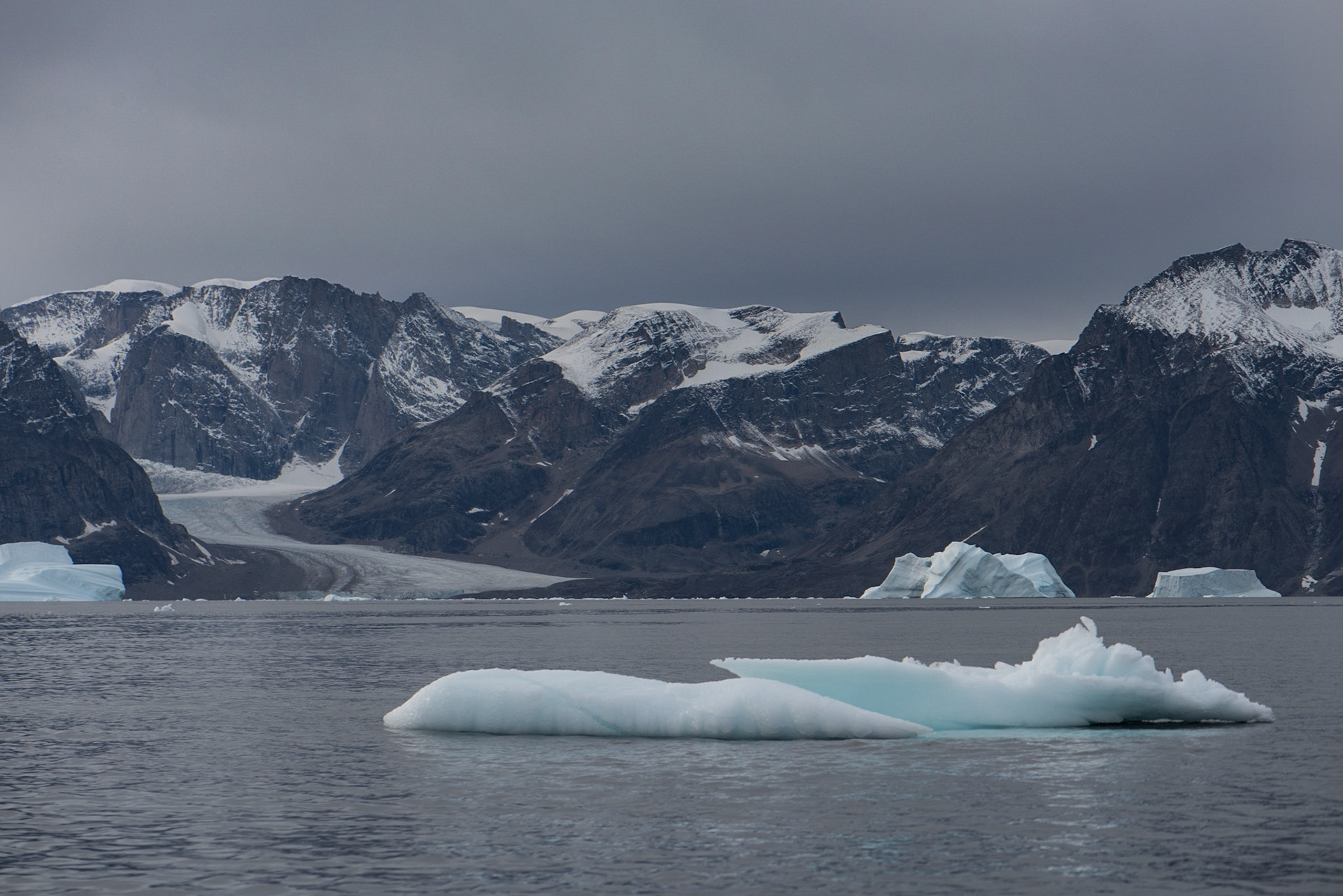 ©SVANA  The inner part of Scoresby Sound. Huge mountains, islands and movingglaciers that calve icebergs when they reach out to the sea.