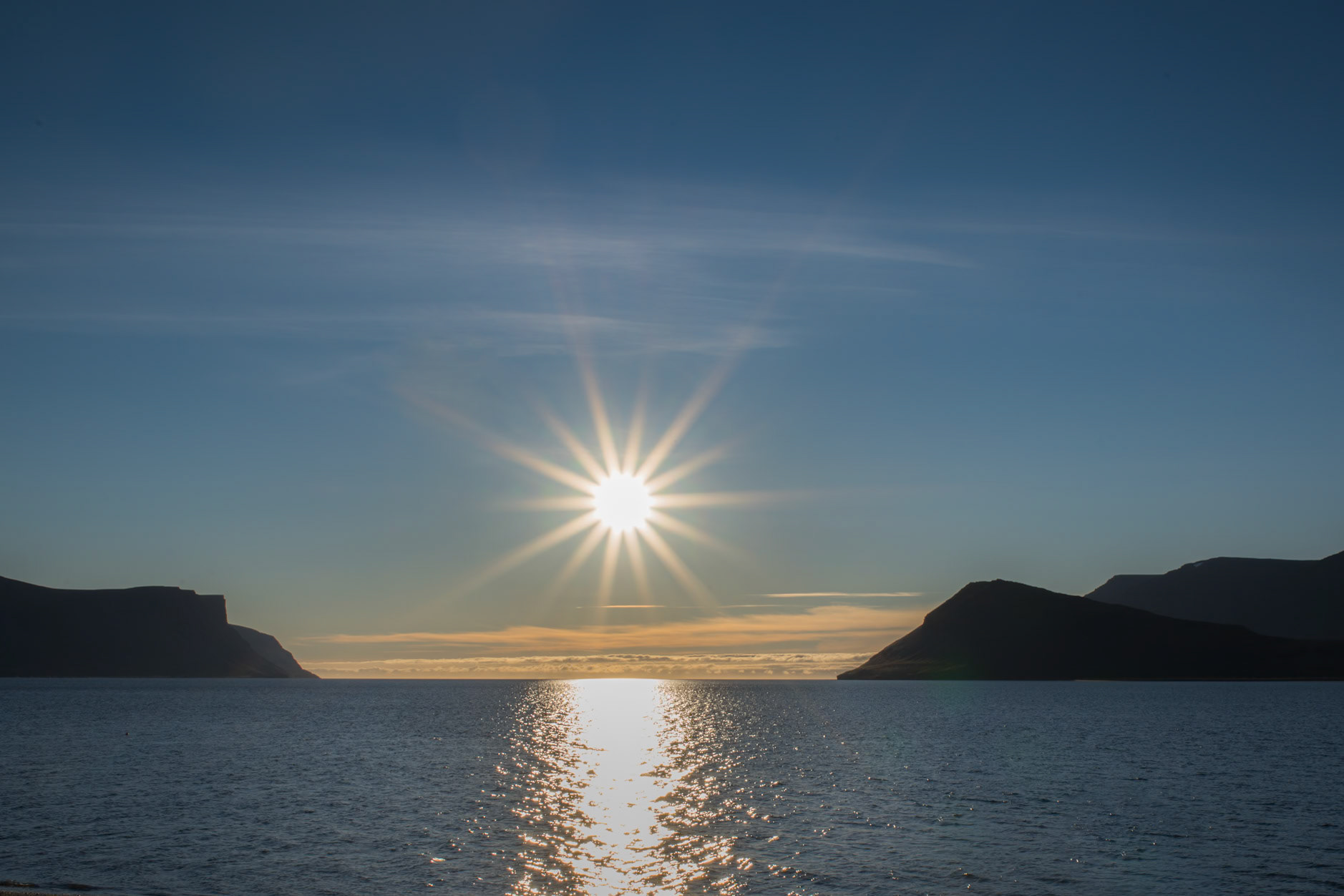 ©SVANA The sun about to set in the mouth of Dýrafjörður.