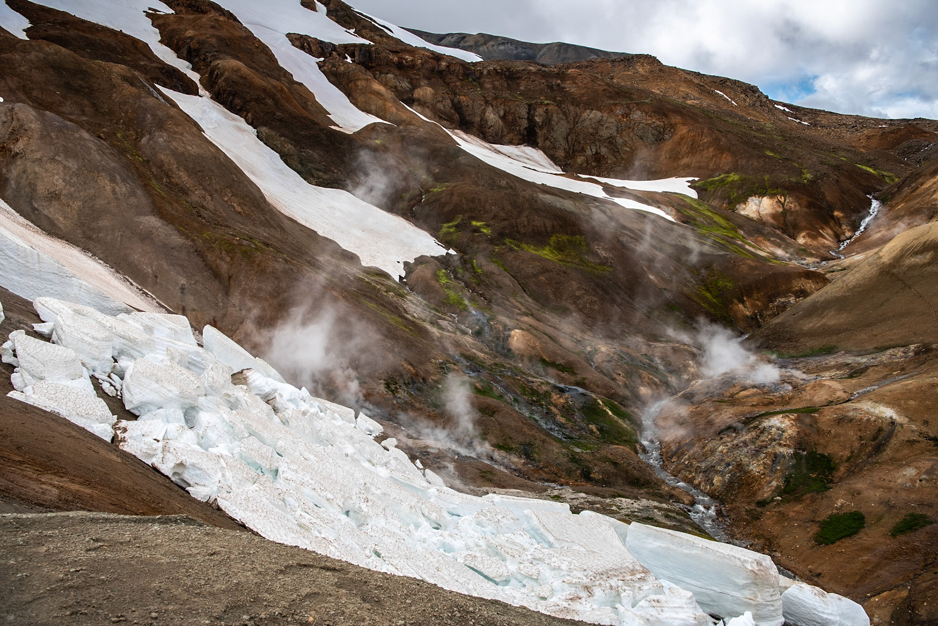 ©SVANA Hot springs and snow in Hveradalir, Kerlingarfjöll.