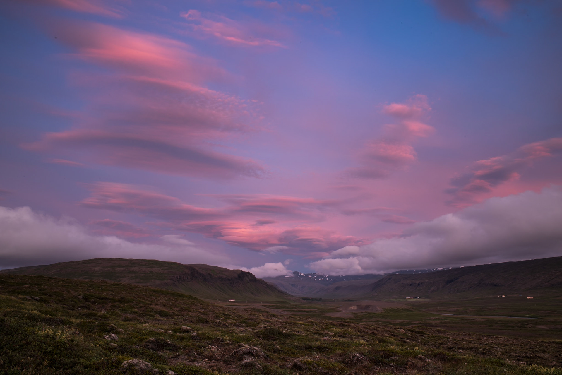 Snæfellsnes-Stóri Langidalur (Big Long Valley) at midnight in late July.