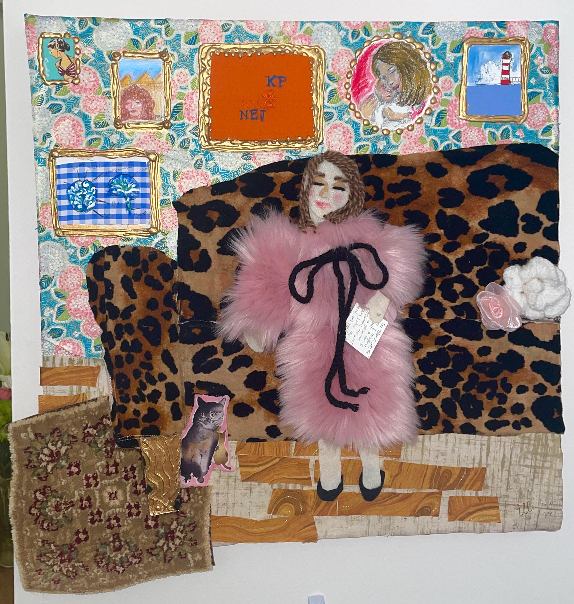 fabric collage portrait of my mother