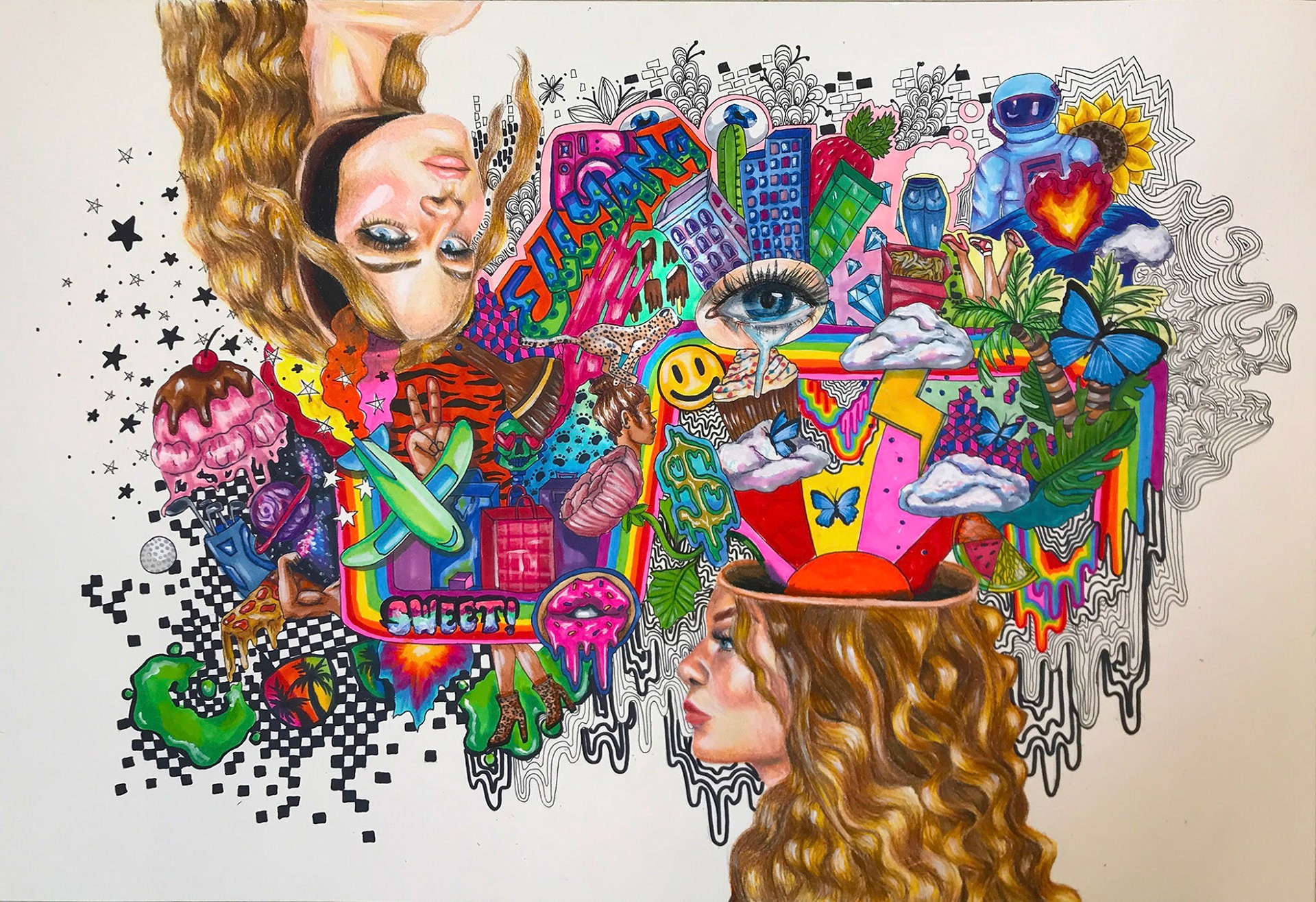 marker and color pencil