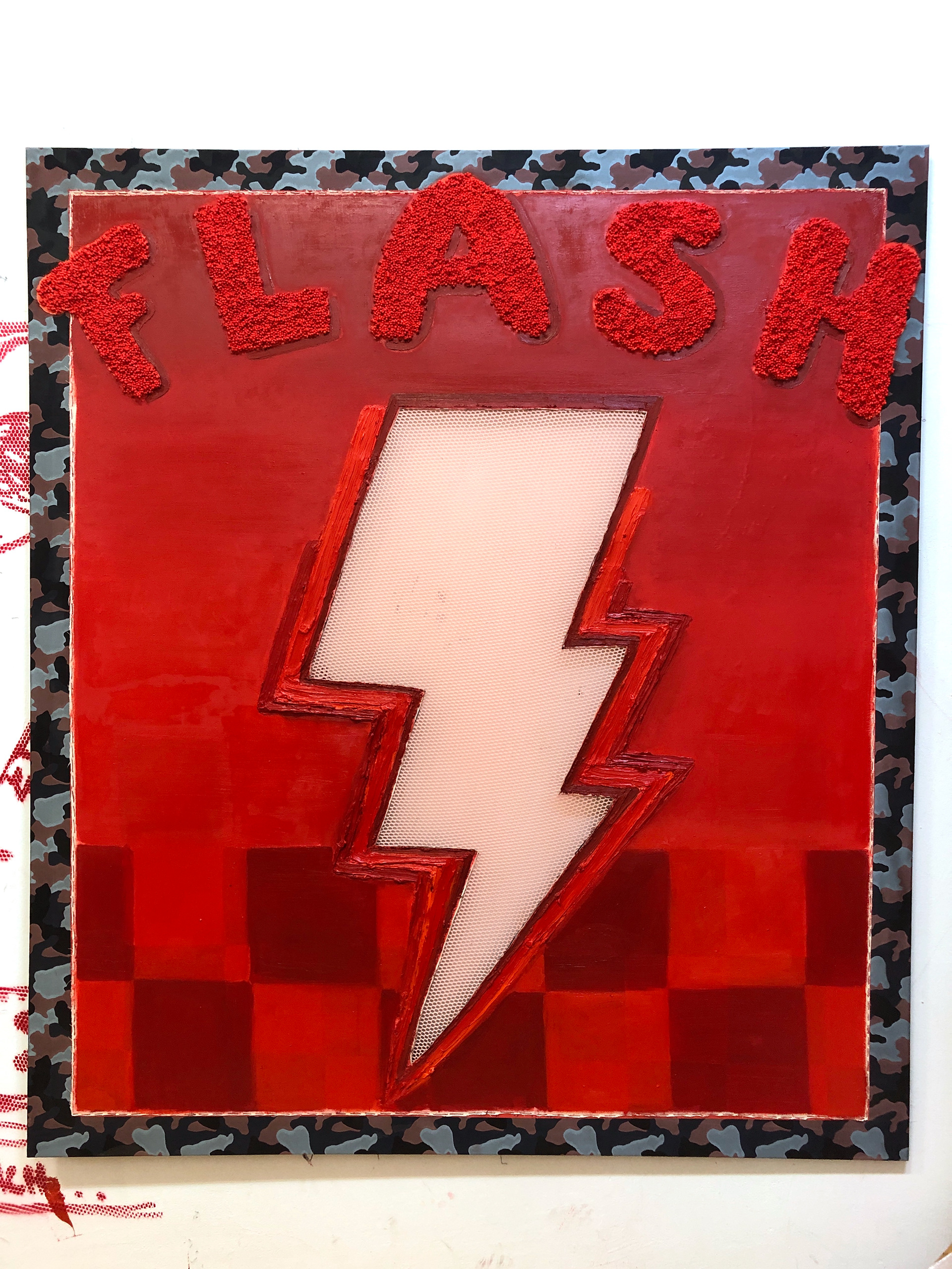 "Flash" 150 x 170 cm Oil on canvas and fabrics