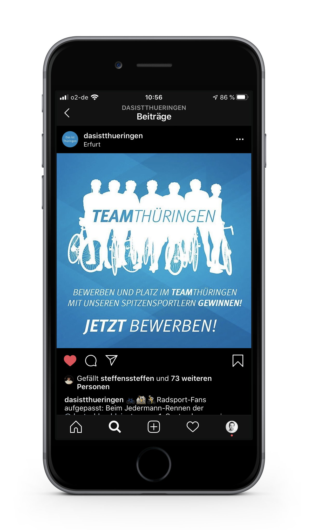 Public could apply tor Team Thuringia via Instagram