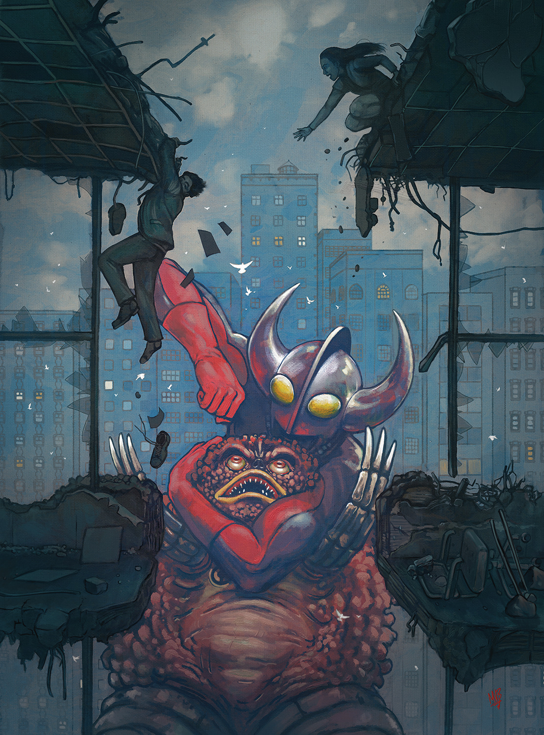 'Ultraman Ken Vs. Garamon' 2022(?), created for a 50 year anniversary Ultraman artbook for Printed in Blood.