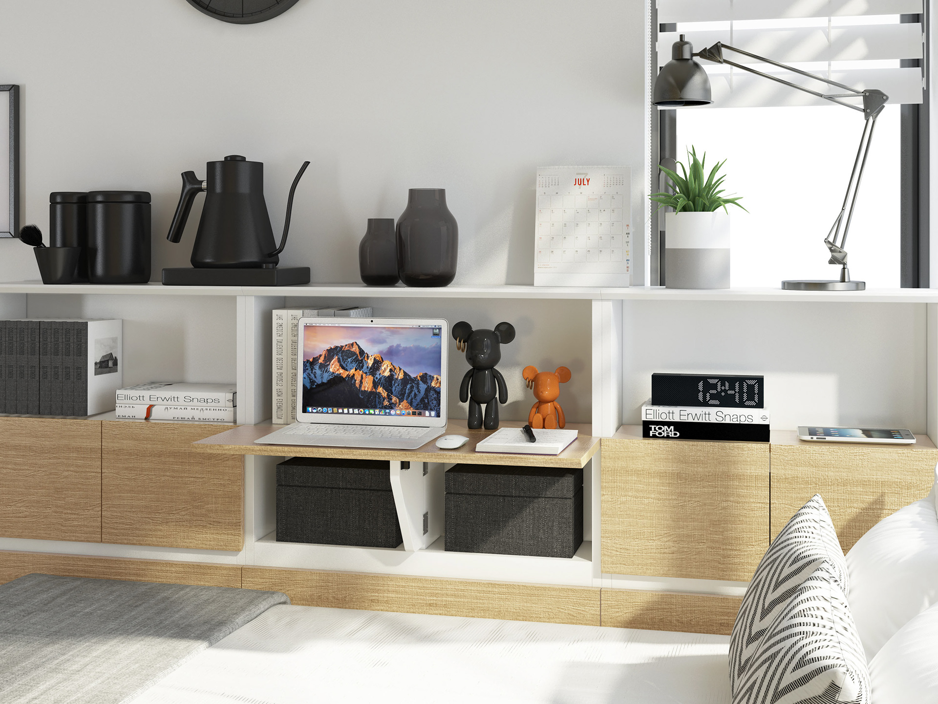 Bedside storage with mini work station