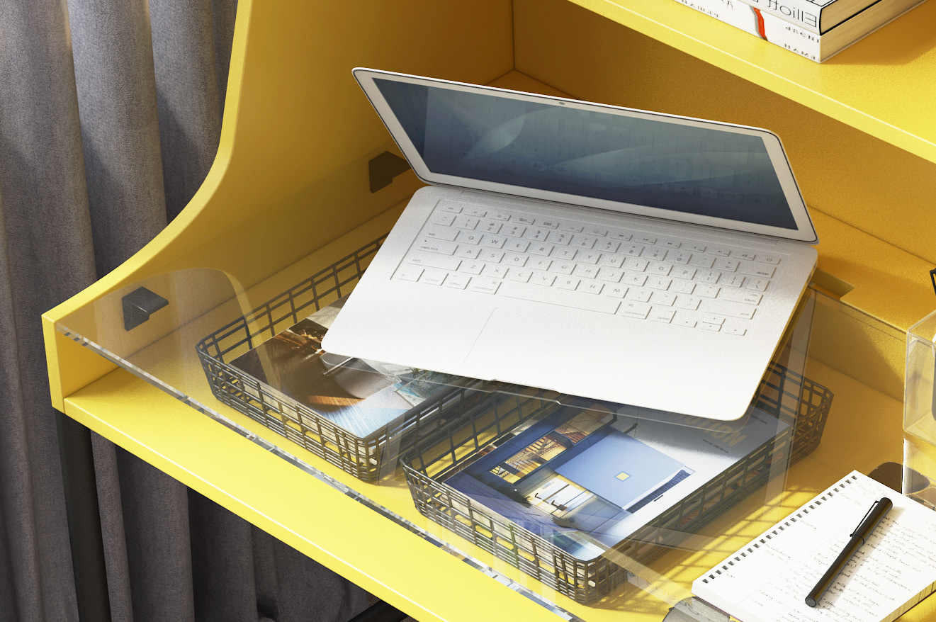 The enchanting glass desktop becomes a showcase for your beloved treasures, adding a touch of personality to the space.