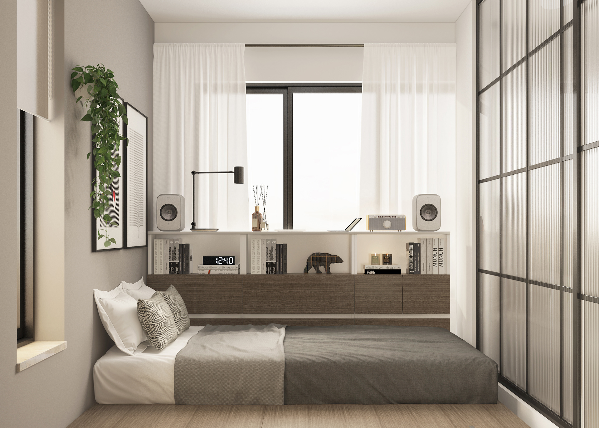 Tatami bedroom with bedside work station