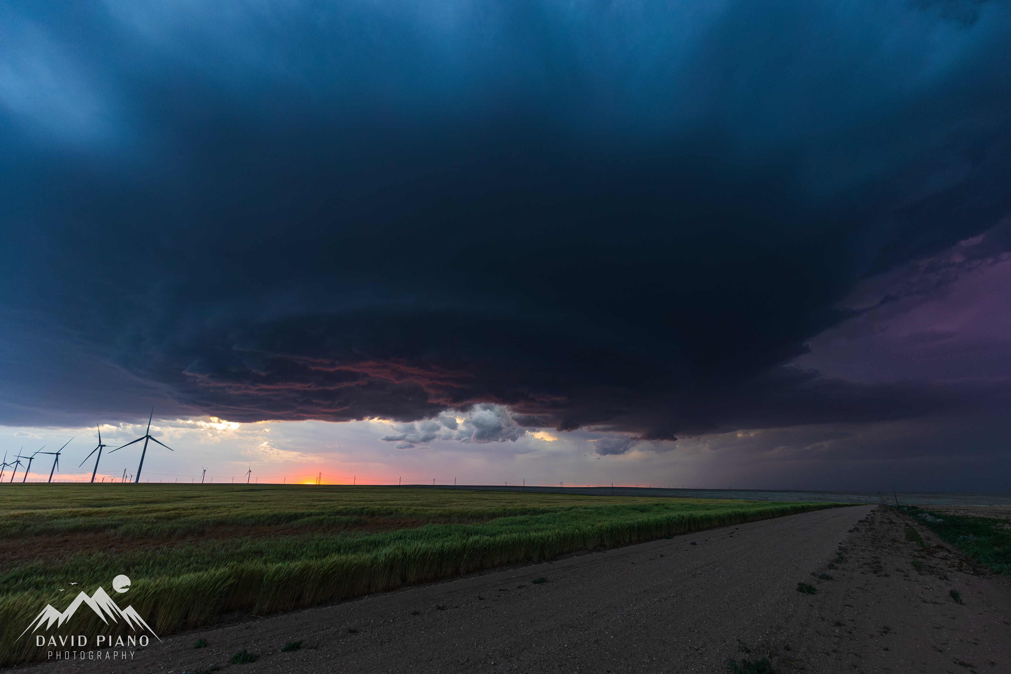 Sunset light striking the underside of the supercell
