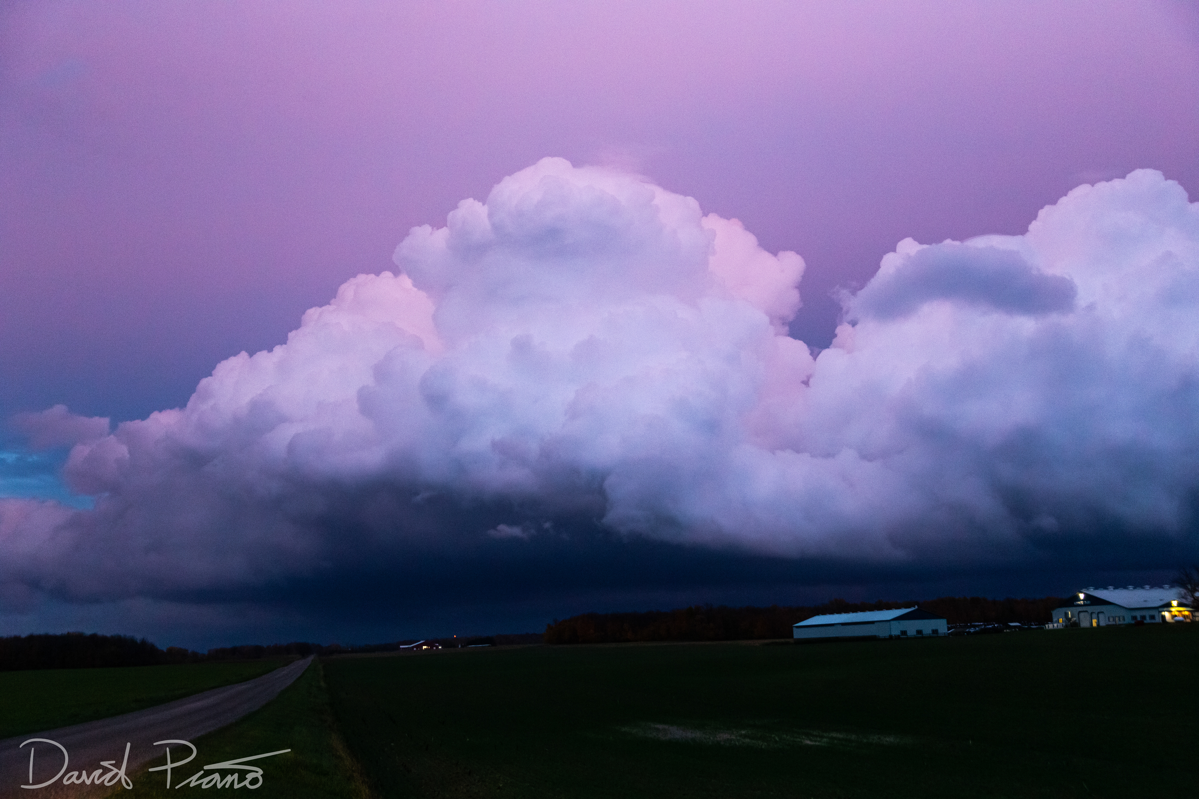 Other-worldly lighting on a line of TCU near Exeter at sunset