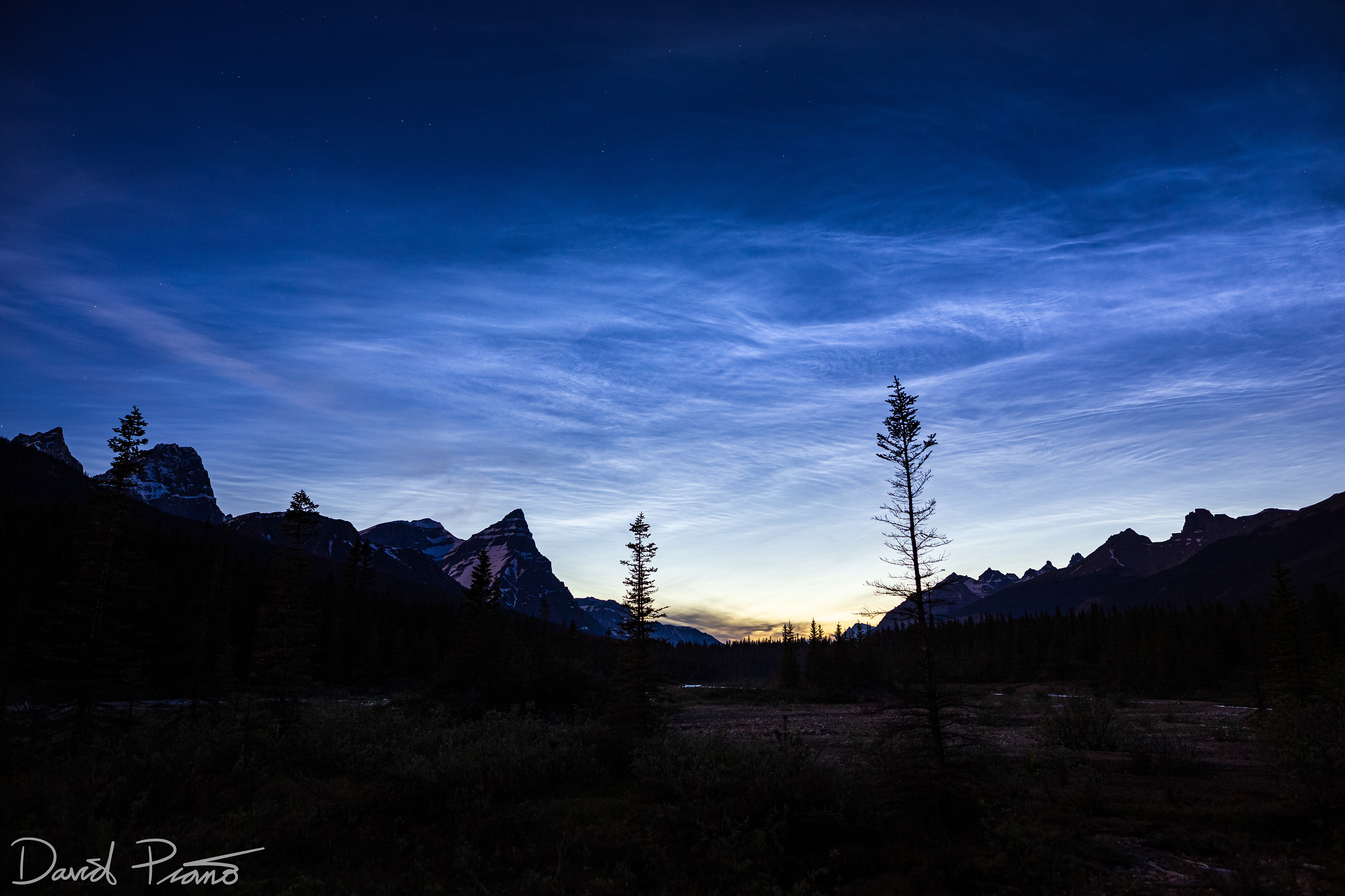 Noctilucent clouds over Banff National Park