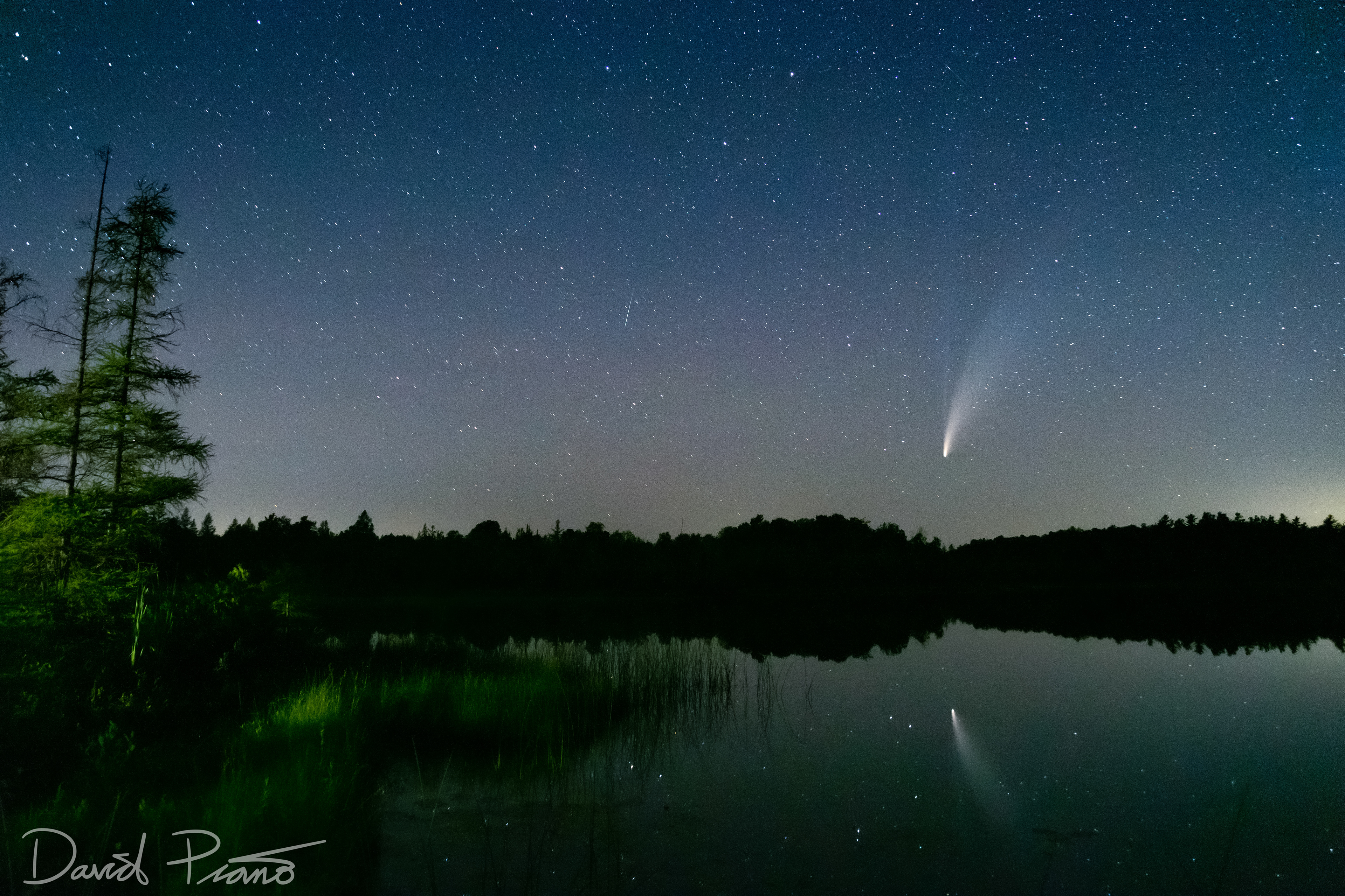 Comet NEOWISE reflecting in North Louise Lake near Hanover, ON - July 2020