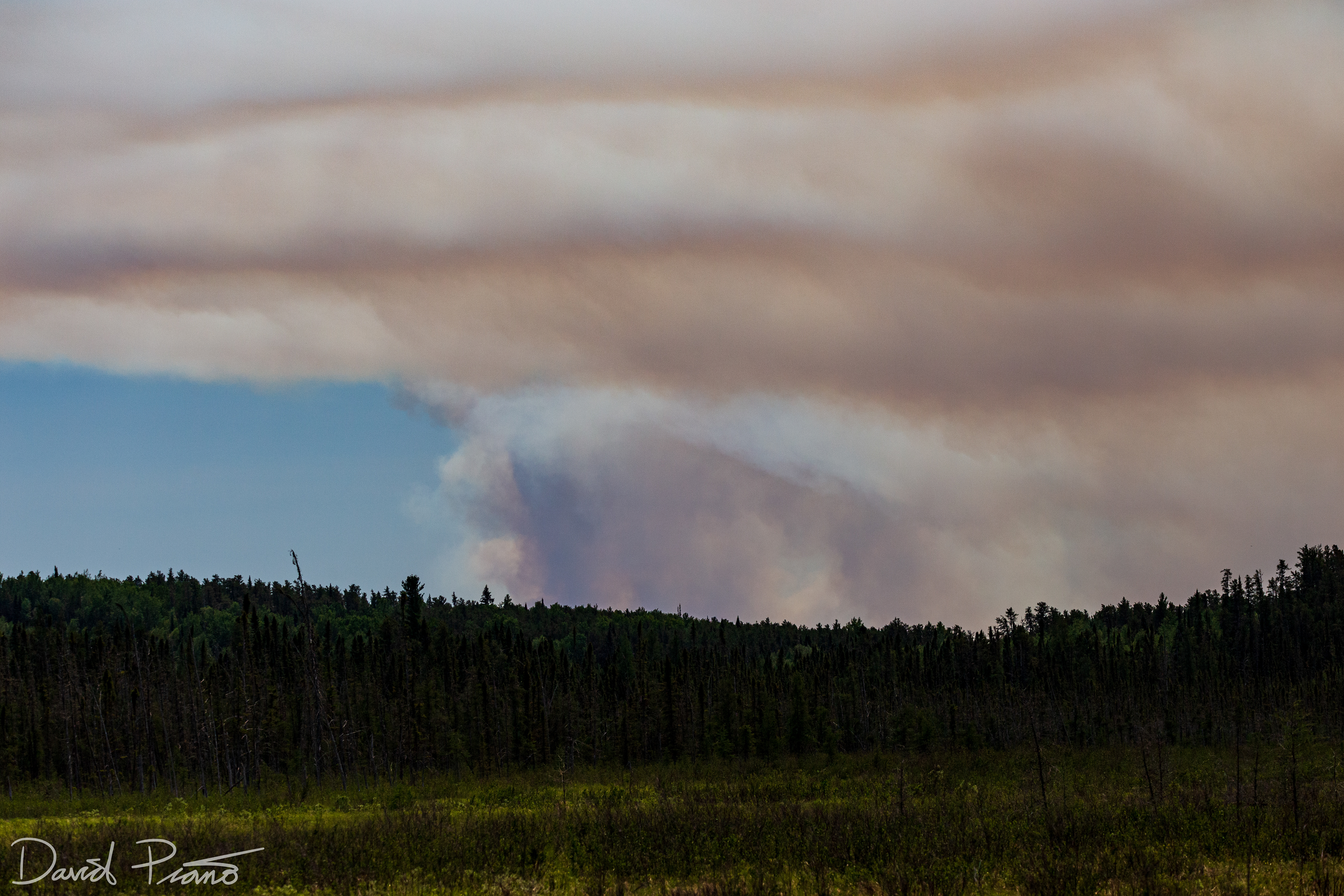 Forest fire burning near Upsala in NW Ontario - June 2021