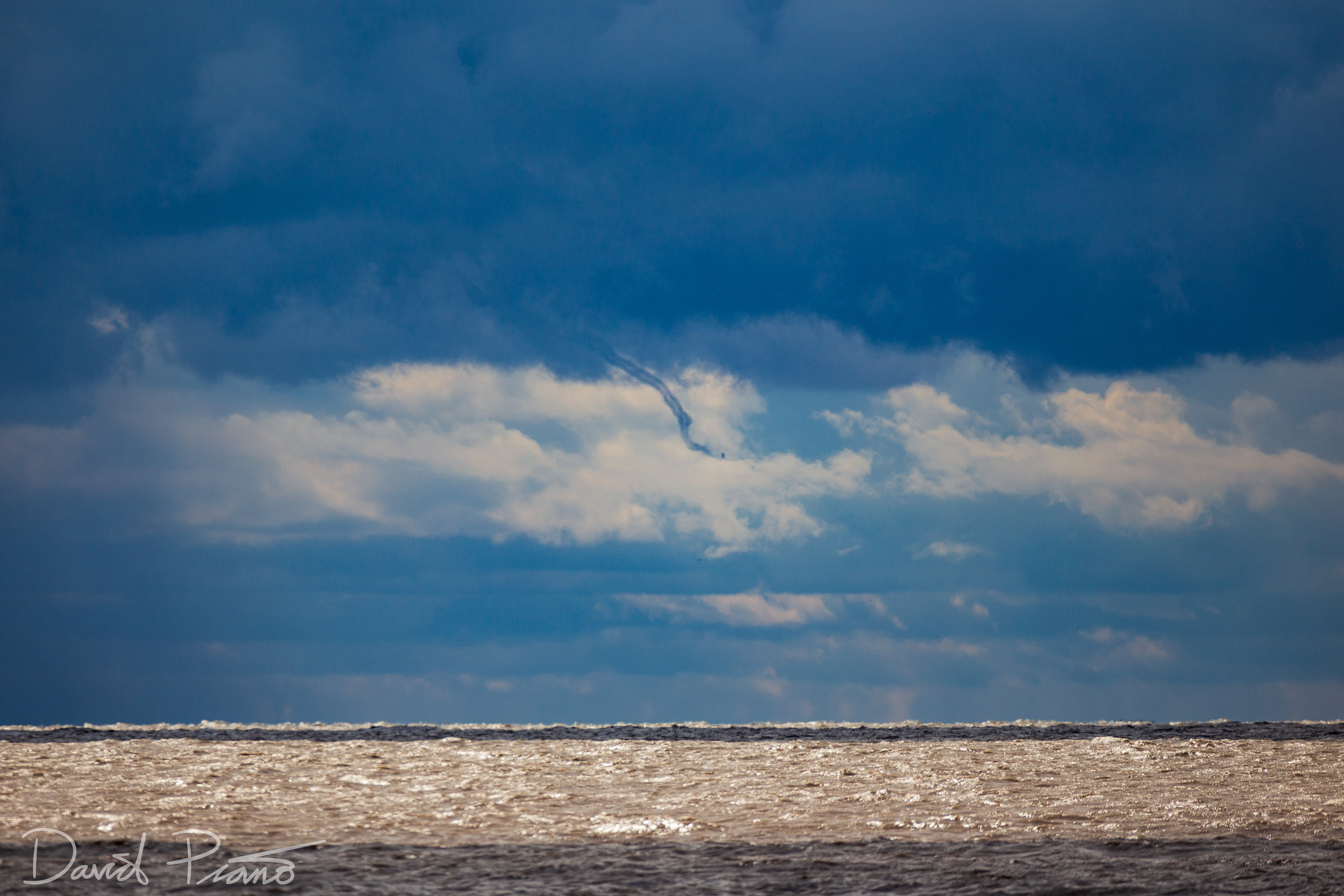 Waterspout rope-out over Lake Erie seen from Long Point - 10/01/2020