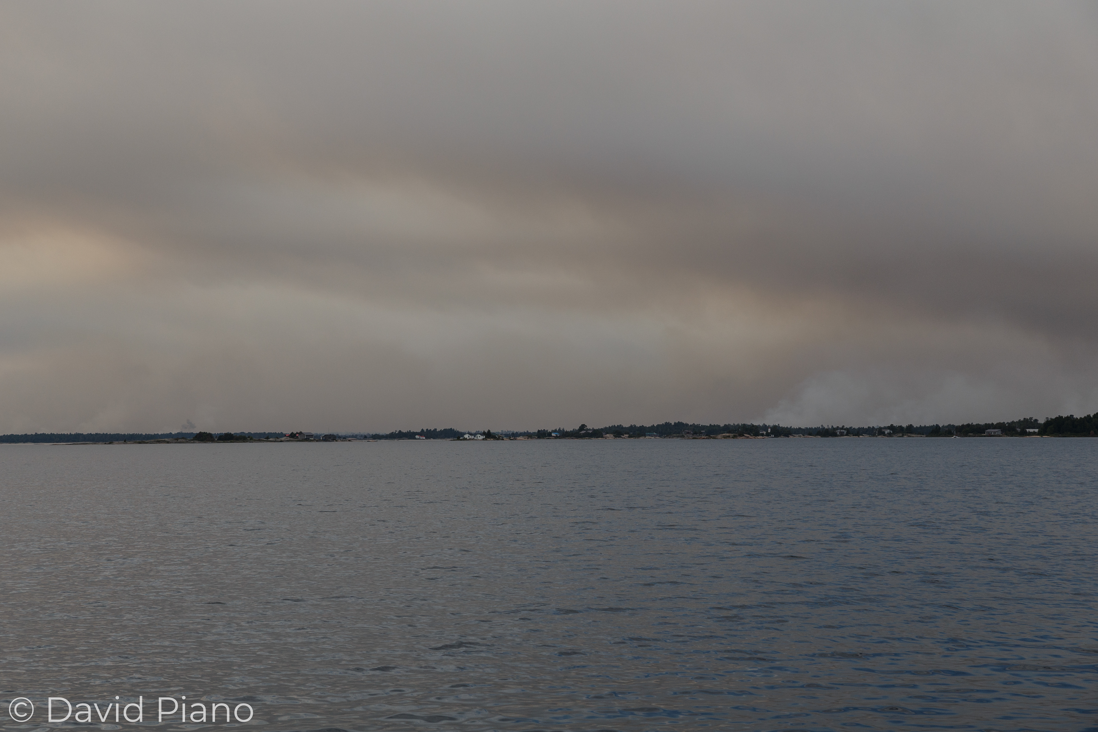 Smoke-filled skies on the Georgian Bay coast - Parry Sound 33 Forest Fire - 07/21/2018