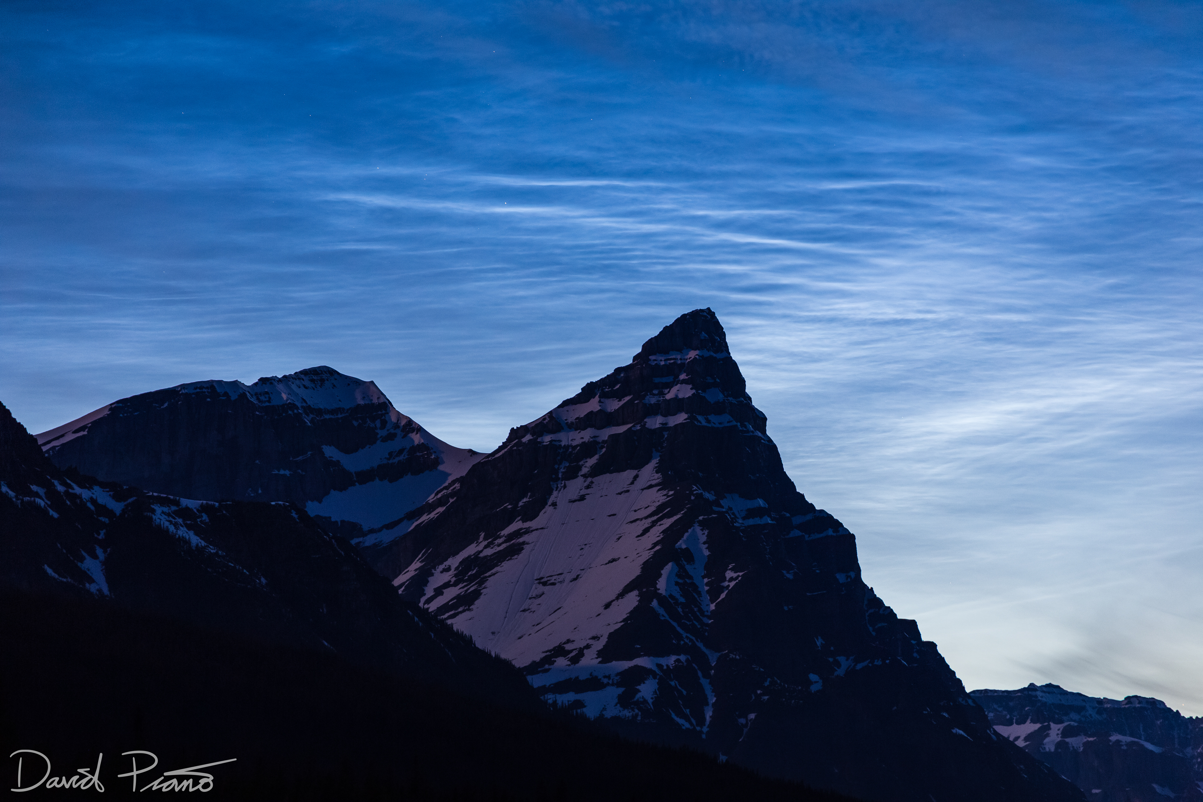 Noctilucent clouds over Banff National Park
