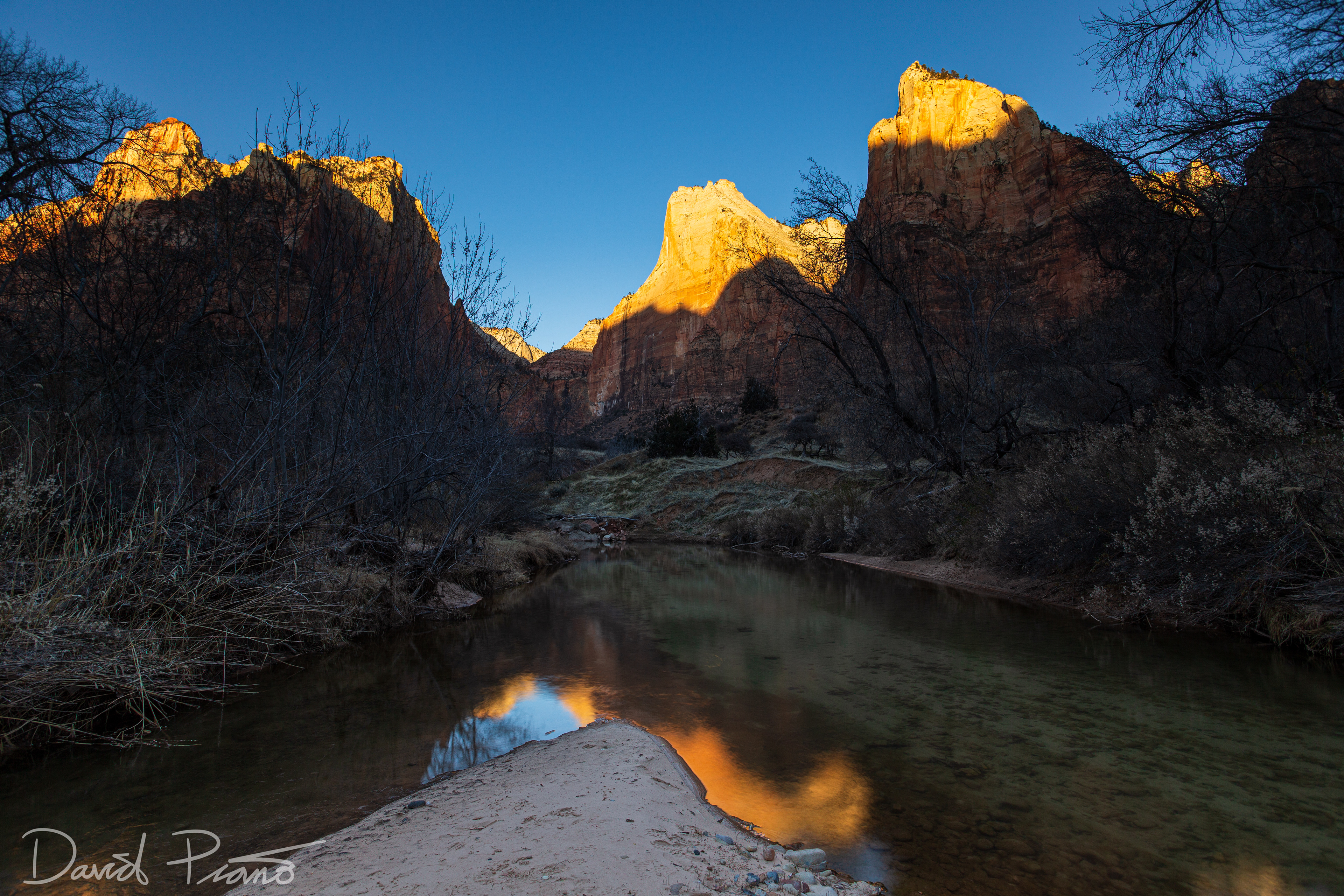 Zion Canyon Sunrise over the Virgin River - Feb. 2020