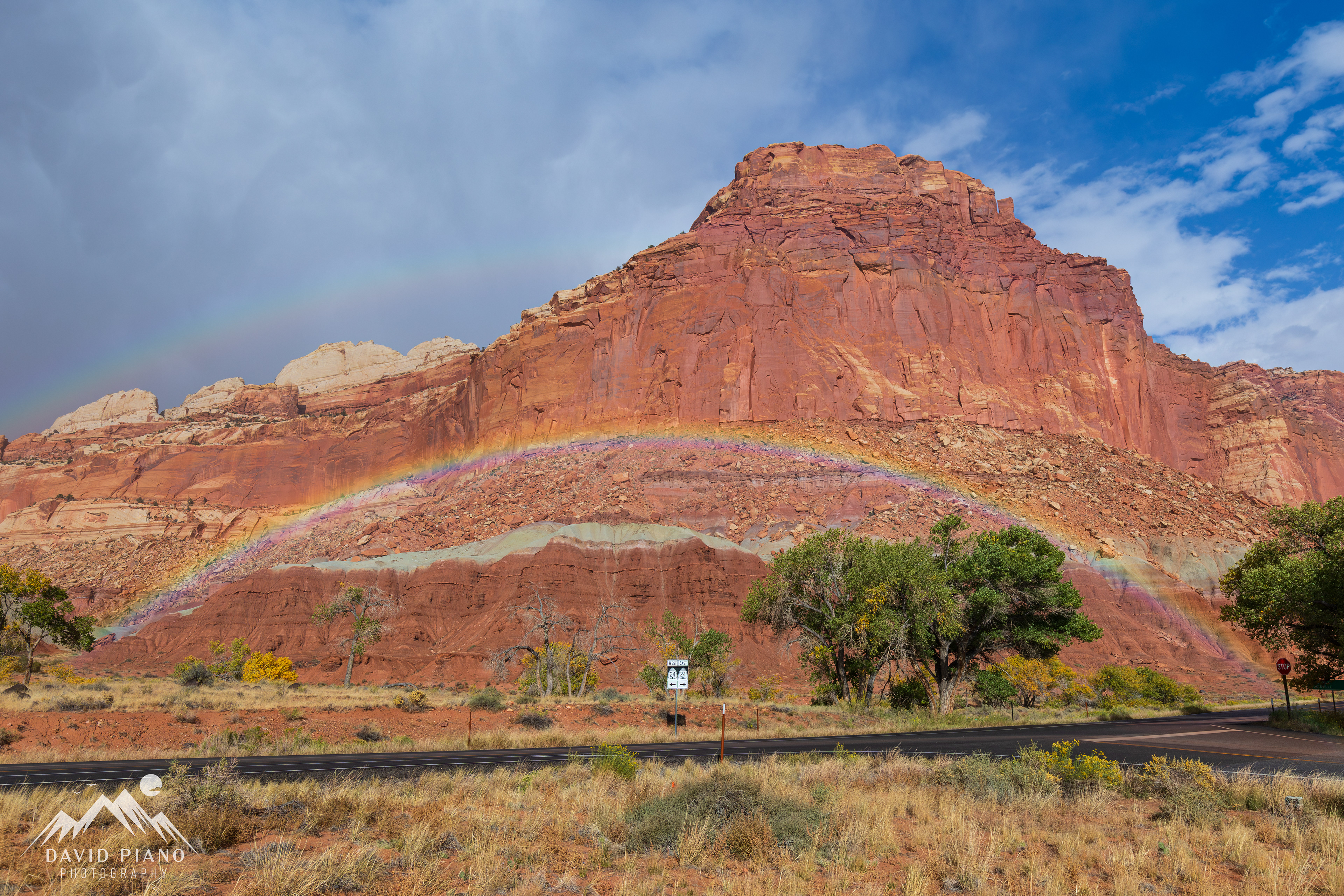 Double rainbow seen from the Capitol Reef National Park Visitor Center