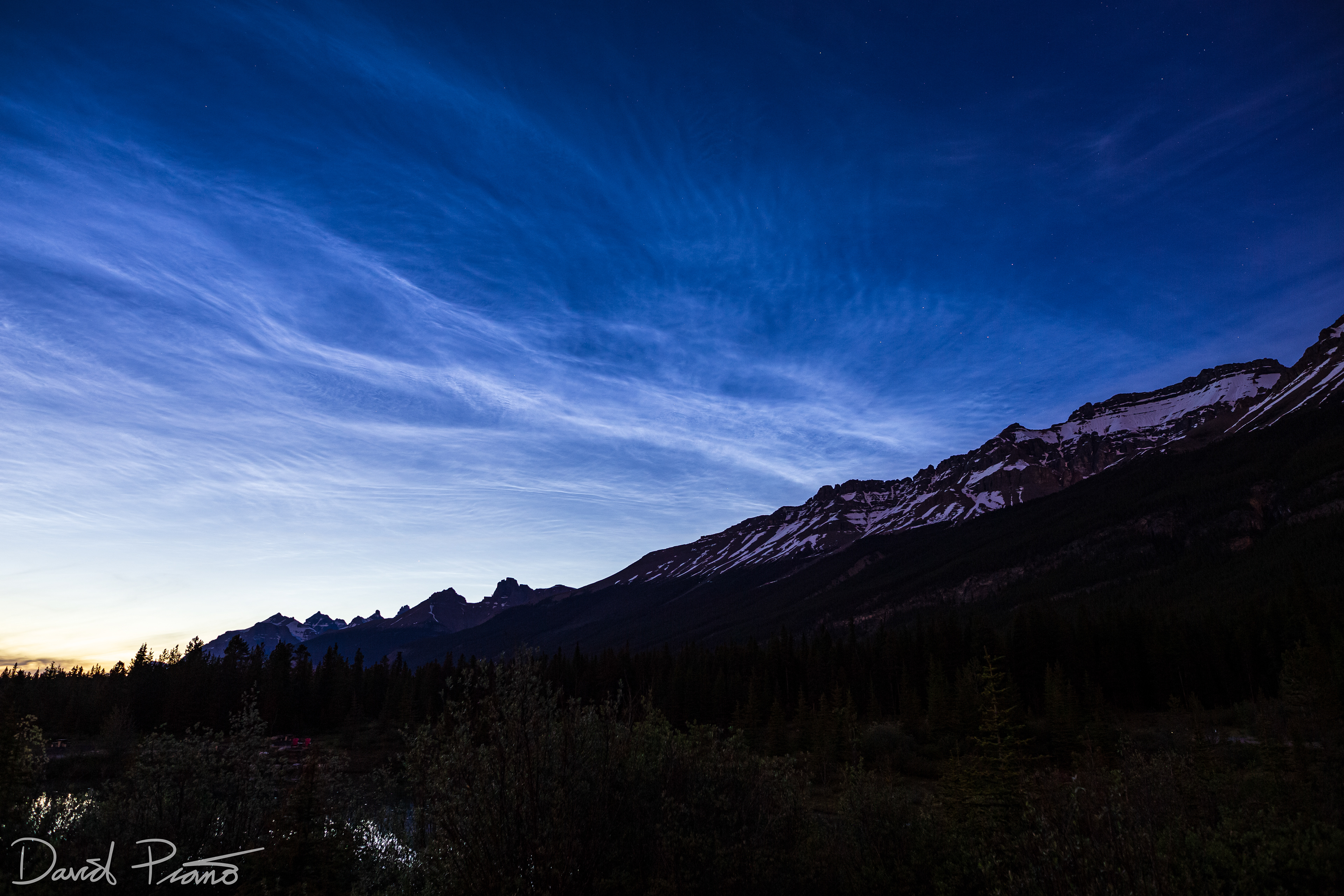 Noctilucent clouds over Banff National Park