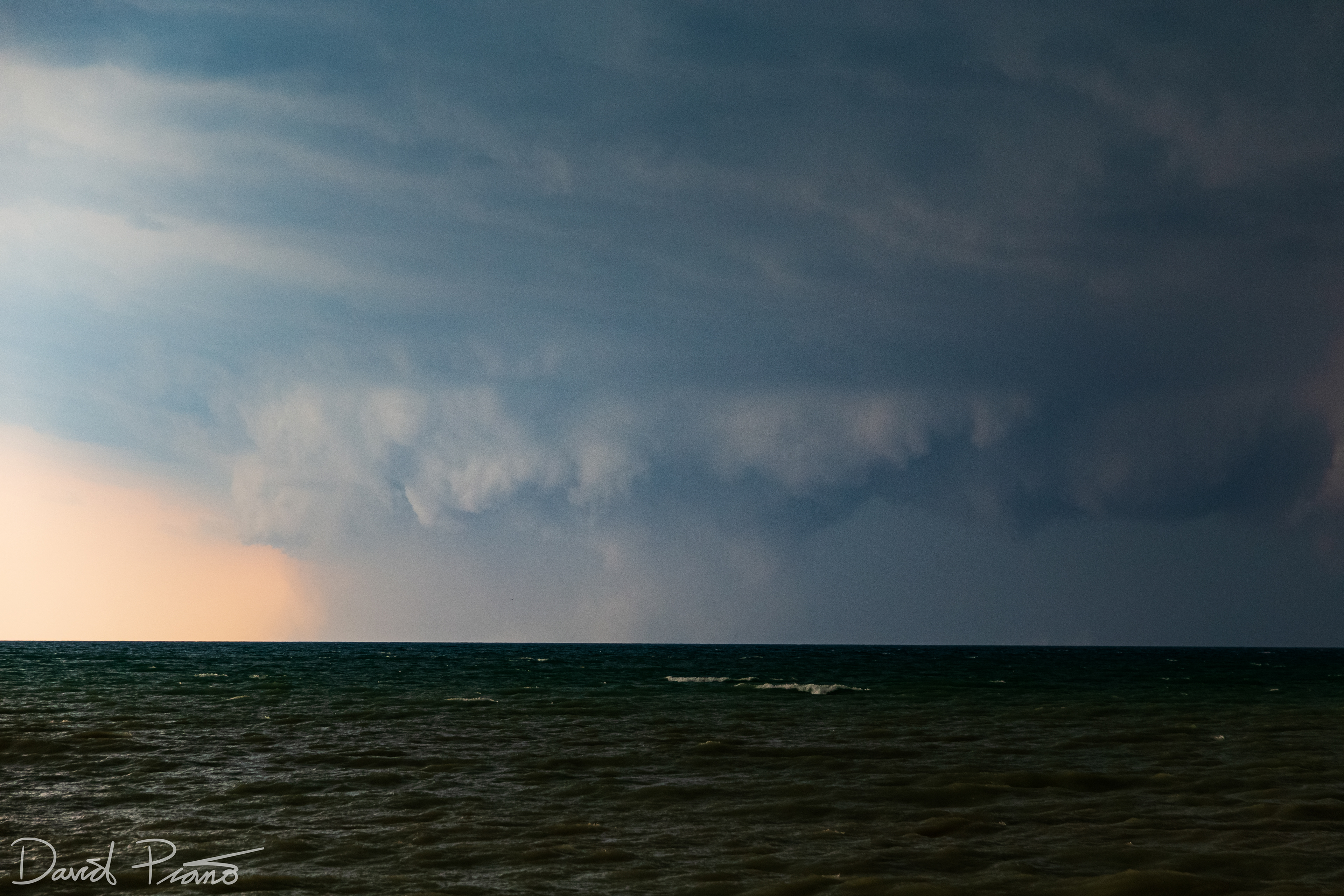 Large tornado over Lake Huron looking SSW from Point Clark