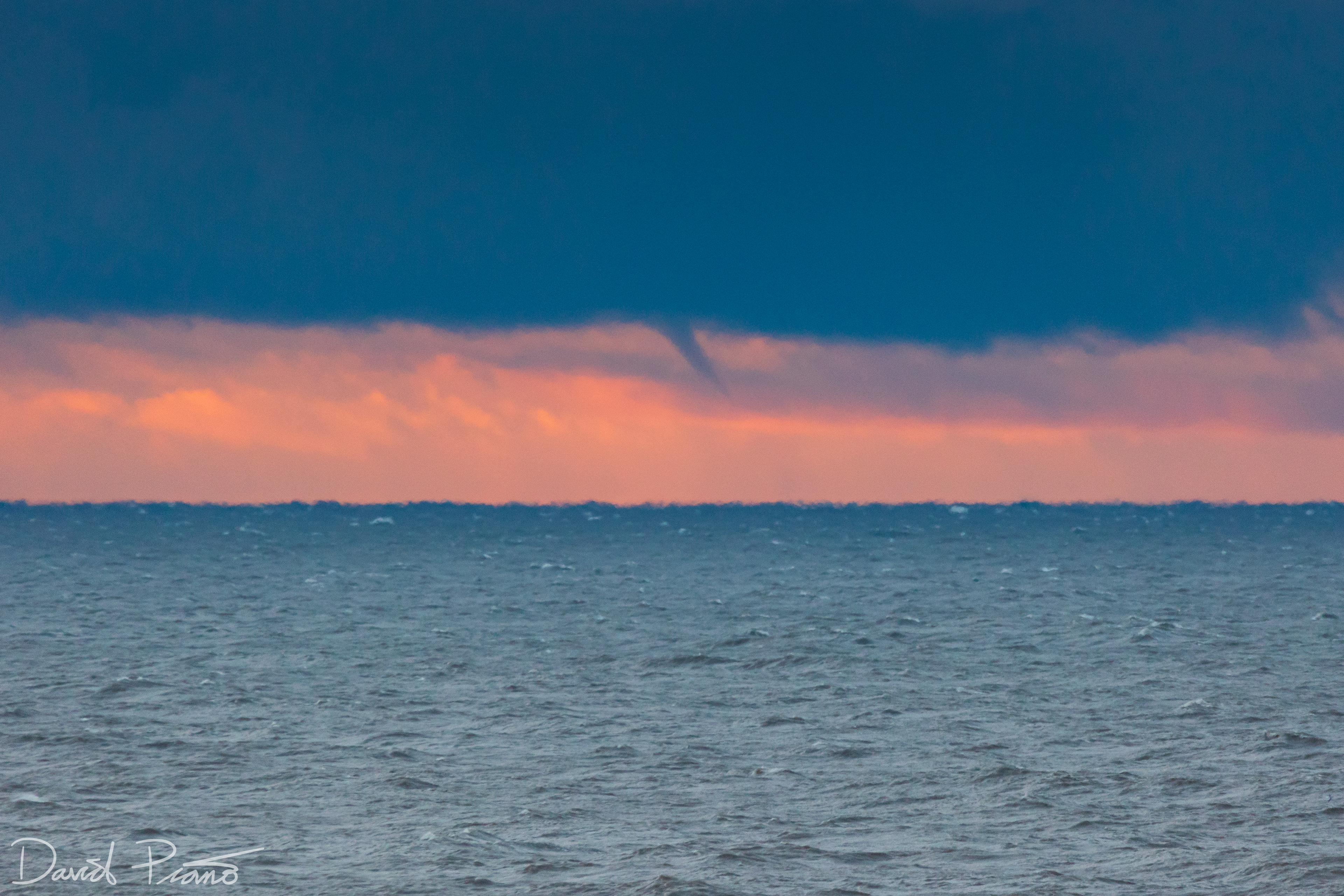 Waterspout seen from Port Burwell overlooking Lake Erie -