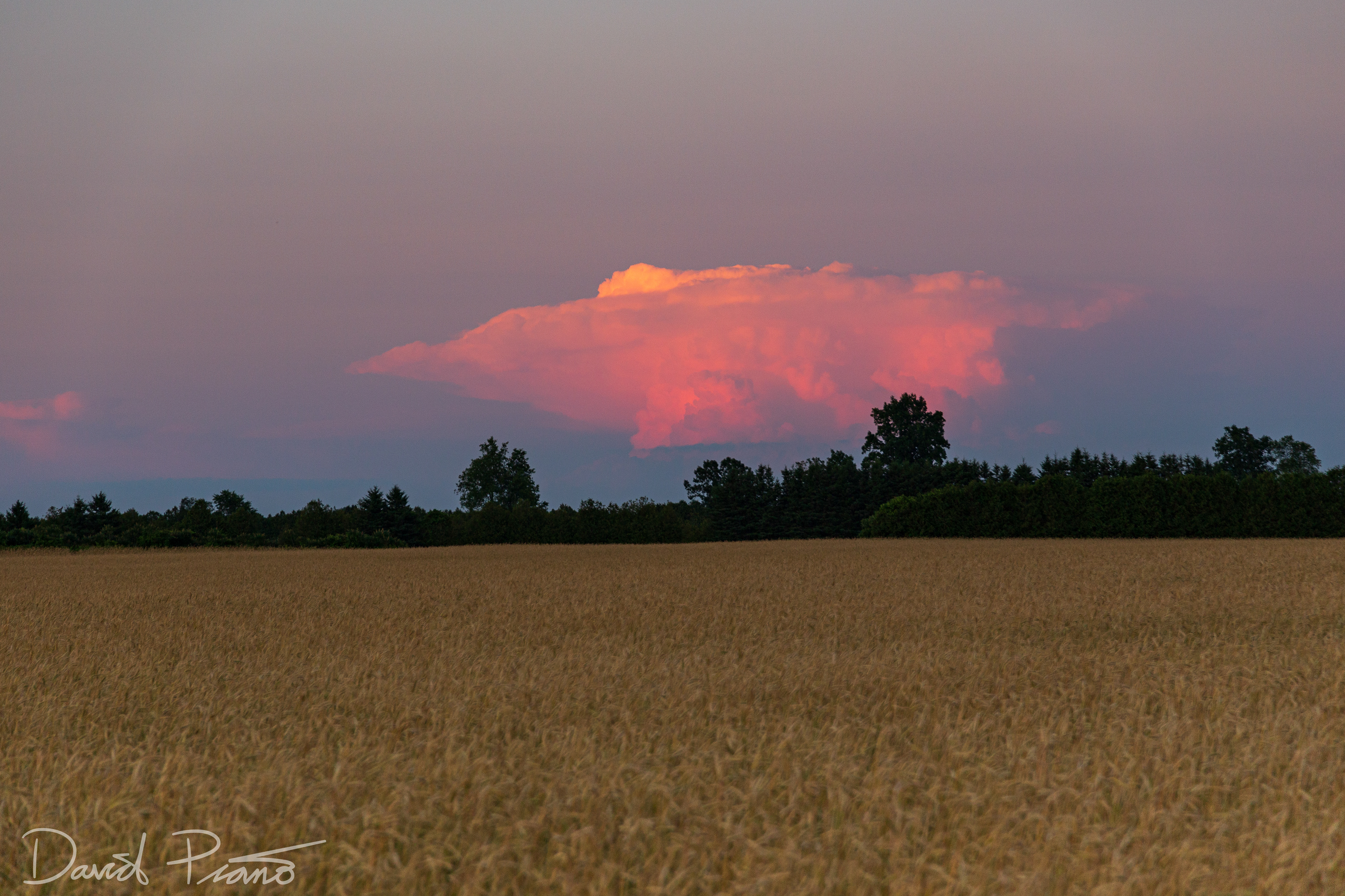 Distant CB illuminated by sunset seen from Norfolk County