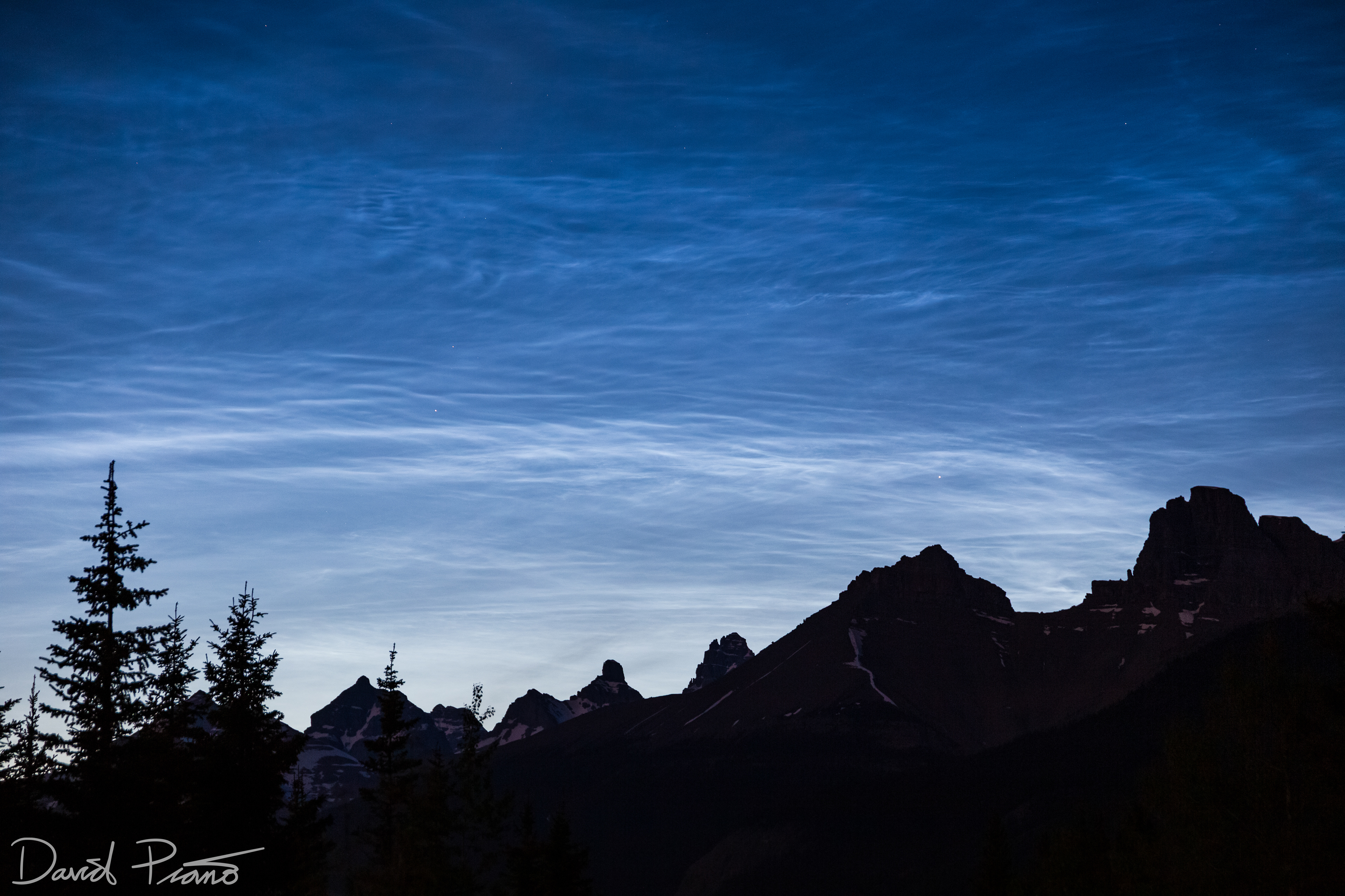 Noctilucent clouds over Banff National Park