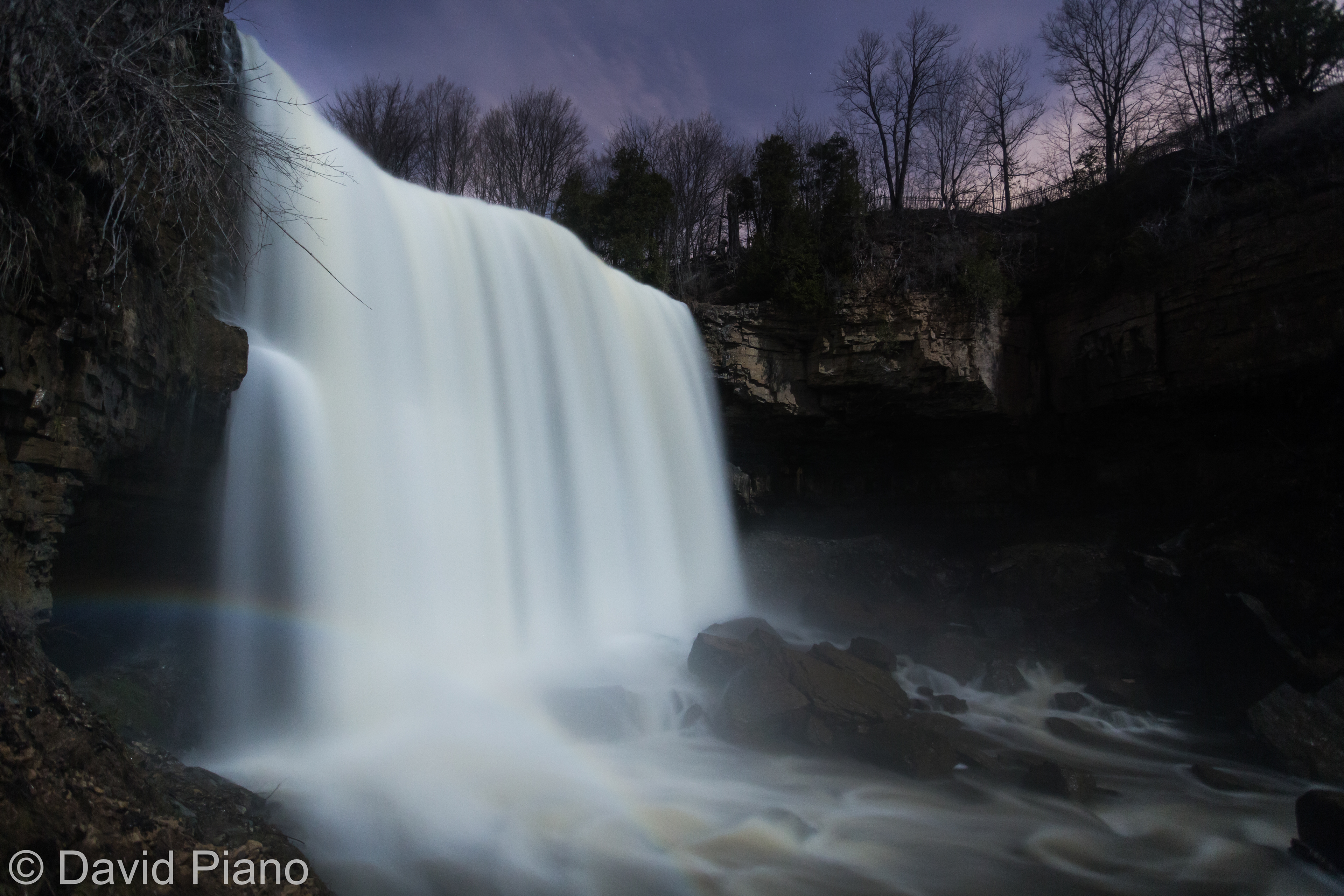 Webster's Falls Under Moonlight - Dundas, ON - April 2017