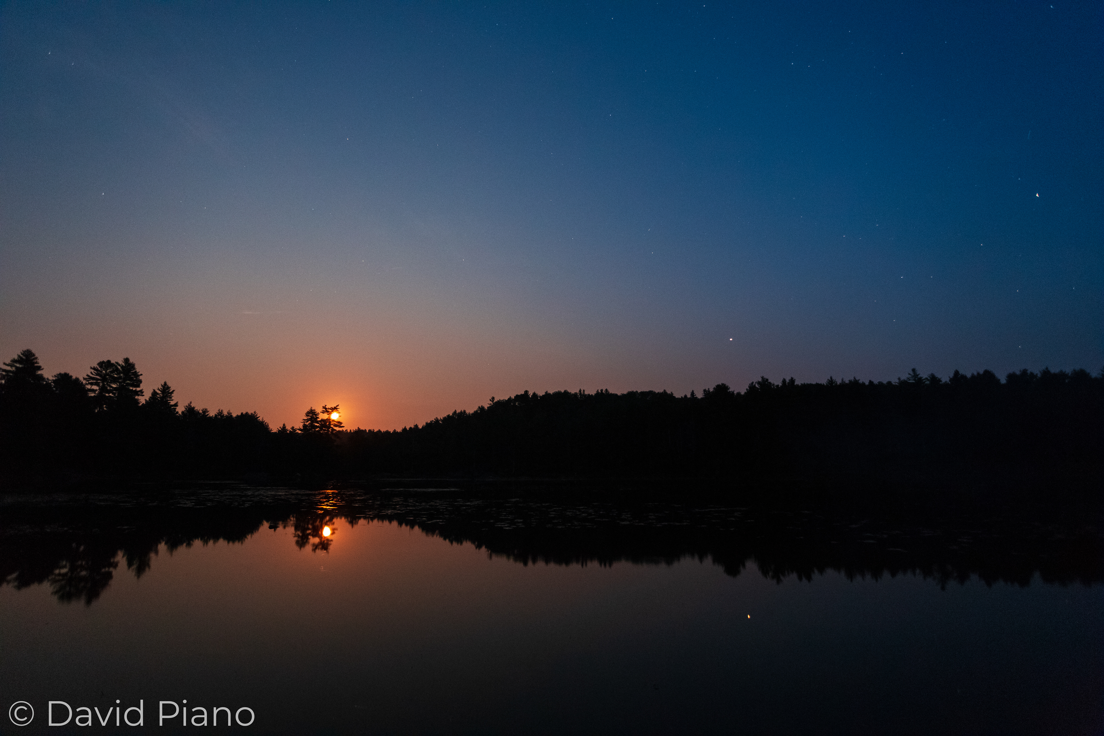 Moonrise over High Falls Bay - Algonquin Provincial Park - August 2018