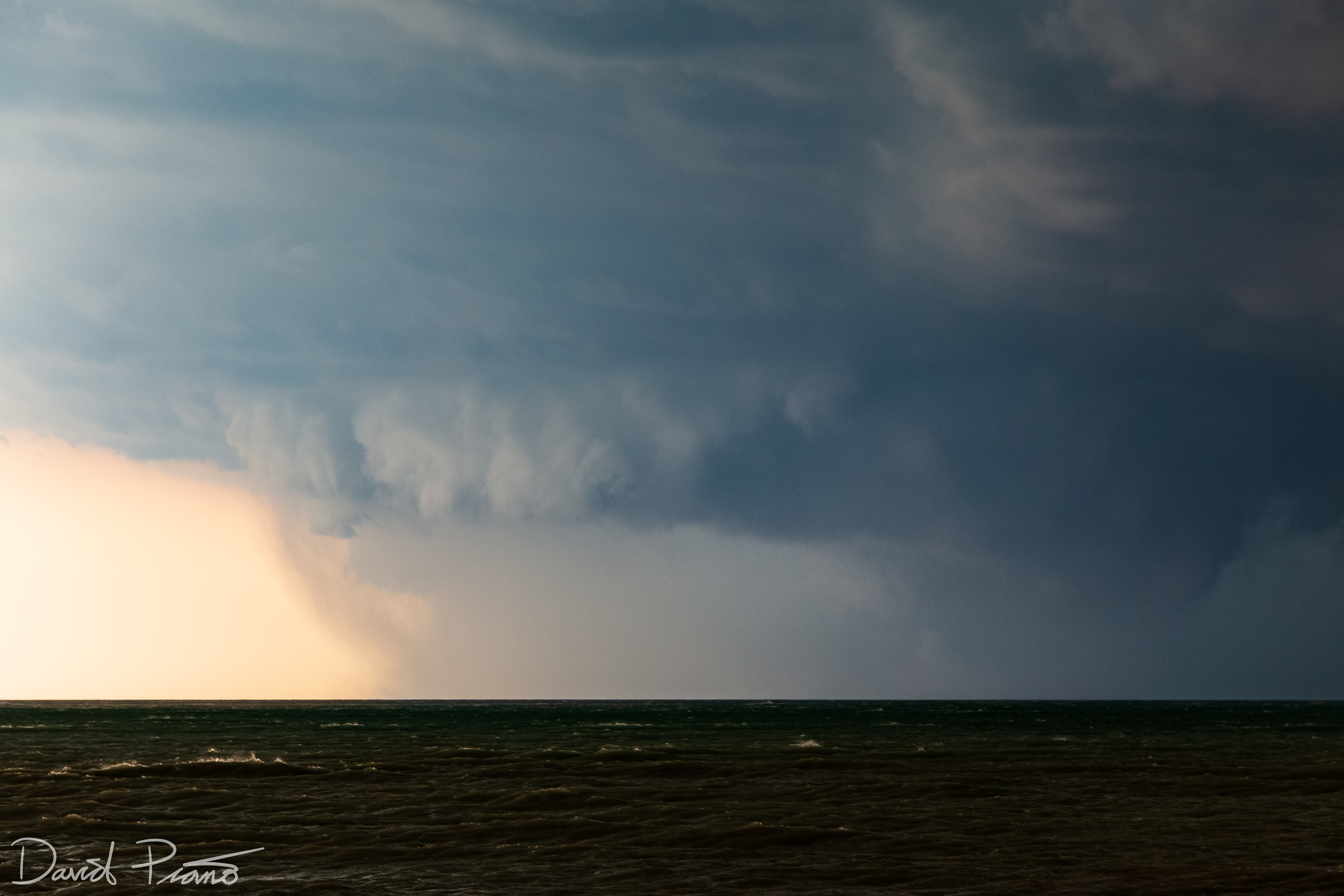 Large tornado over Lake Huron looking SSW from Point Clark