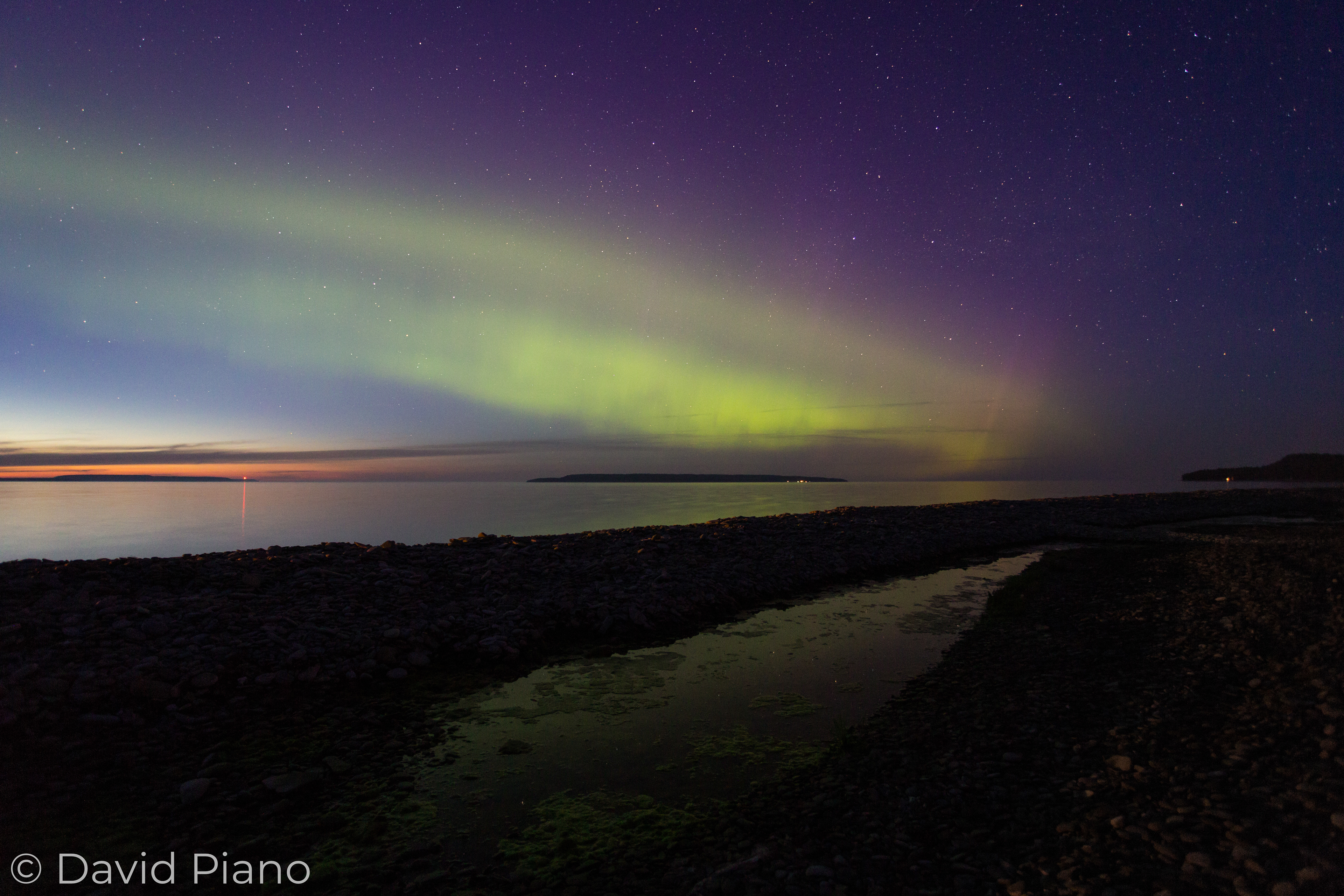 Northern Lights during Evening Twilight - Big Bay, ON - 05/27/2017
