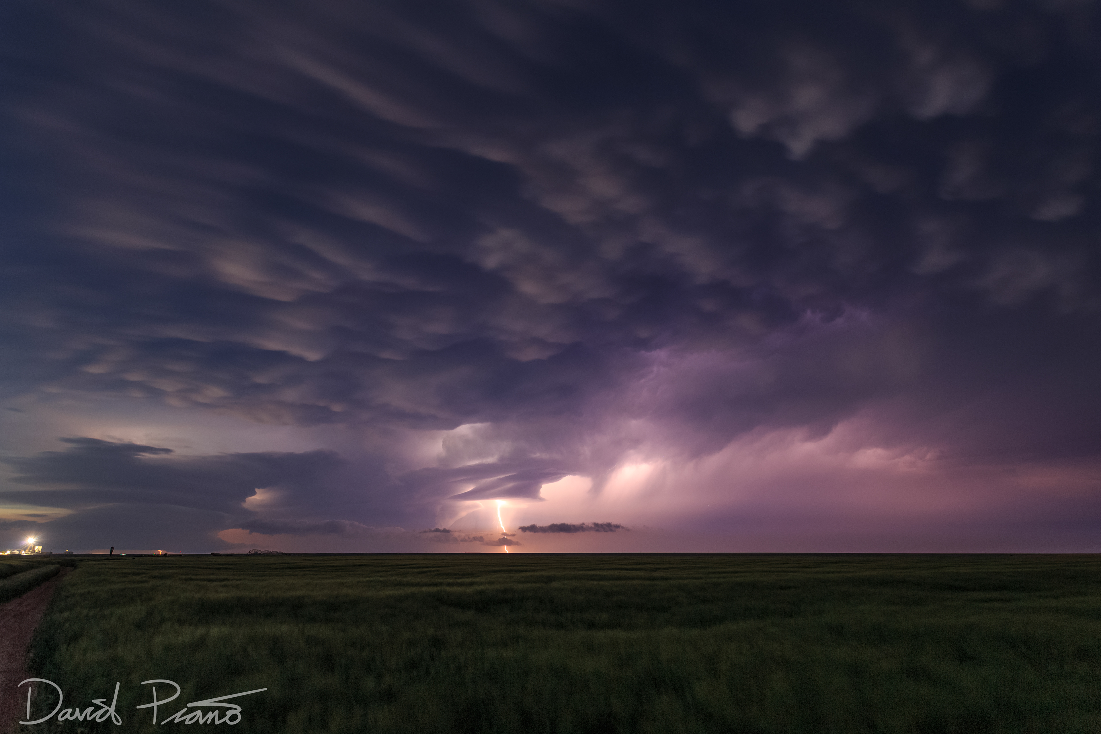 The infamous Leoti, KS supercell of 05/21/2016 produces its last burst of lightning as it dies out.